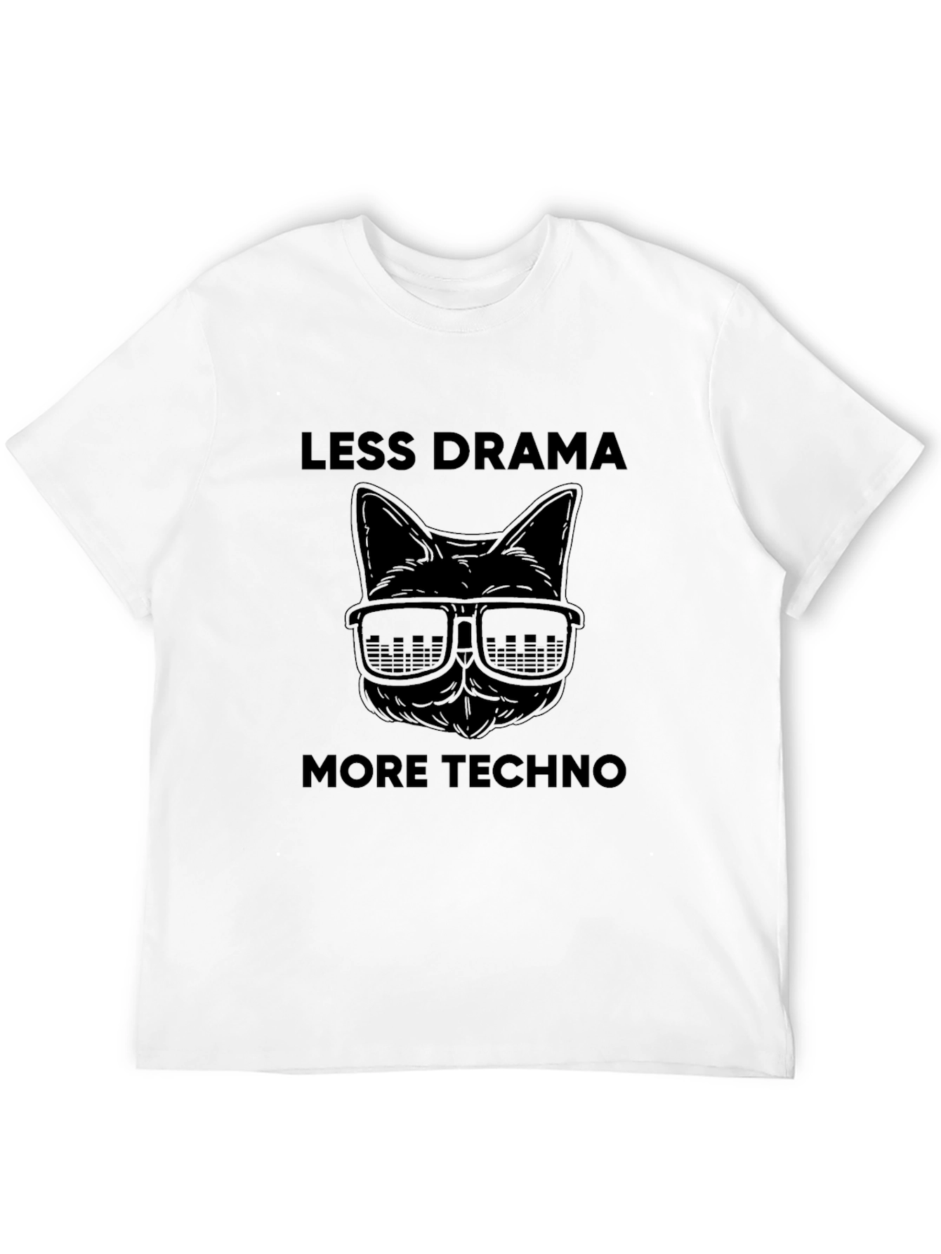 Less Drama More Techno Cat Graphic Tee
