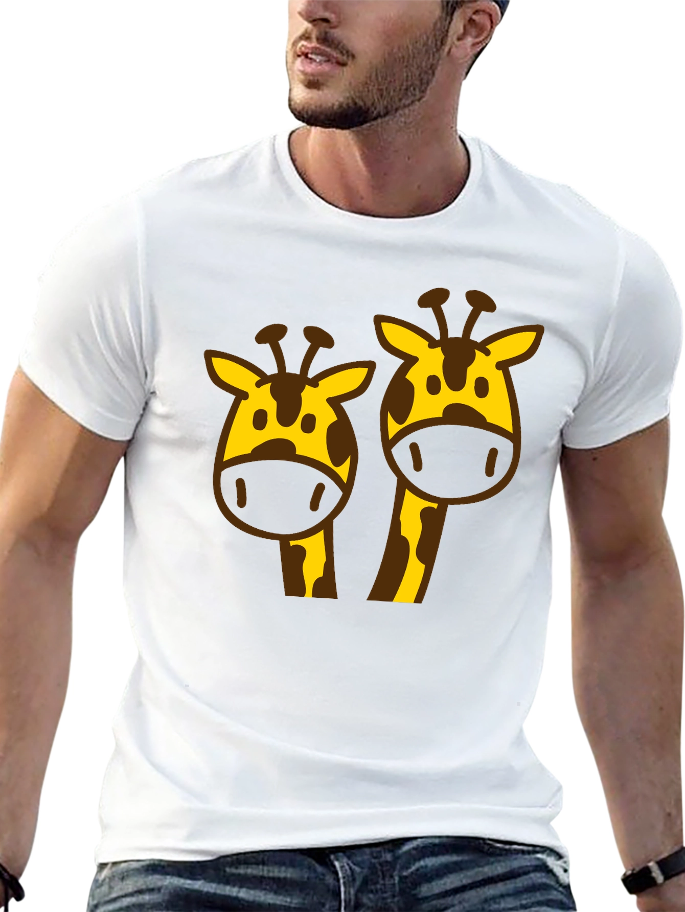 Giraffe Graphic Tee - Black Cotton Blend