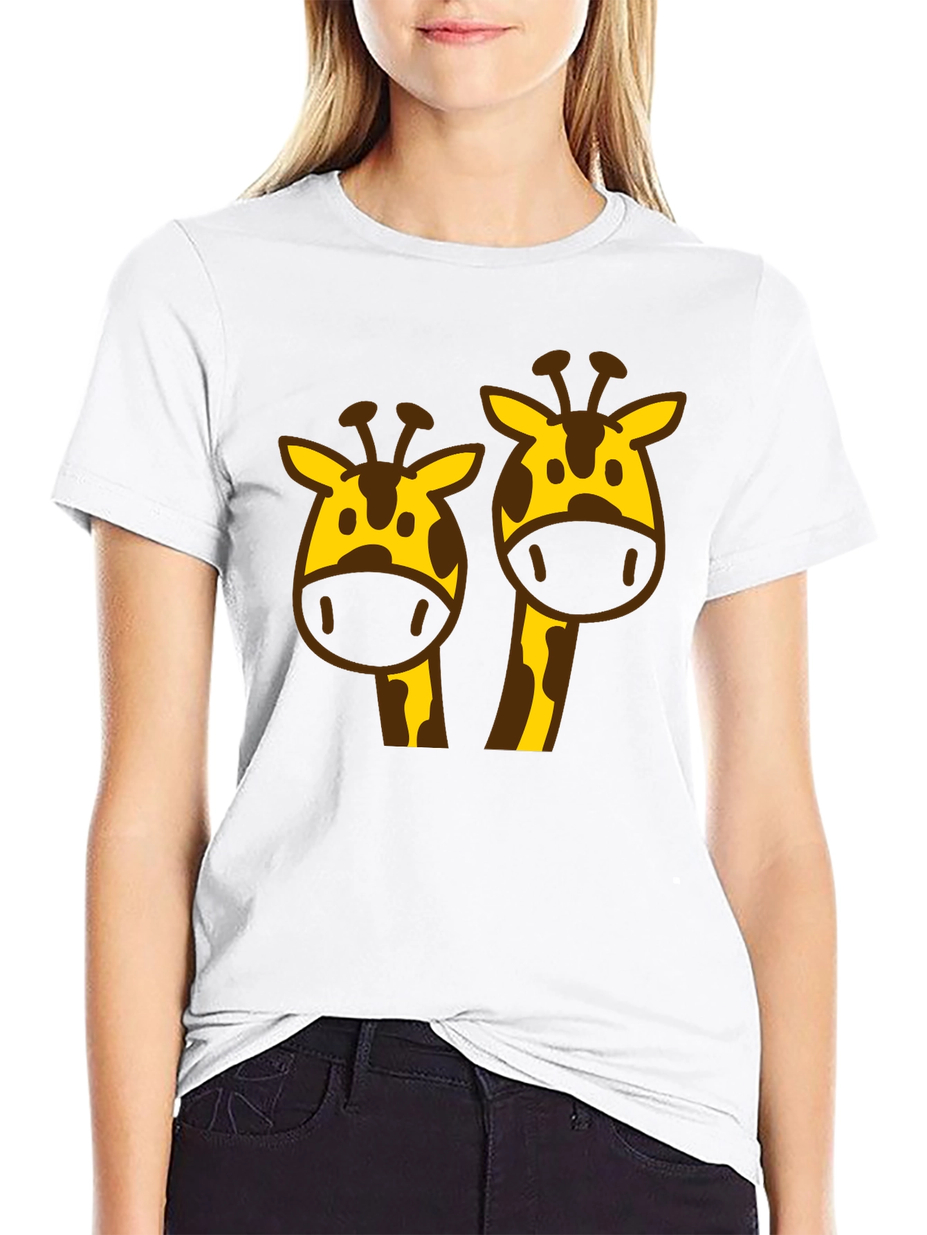 Giraffe Graphic Tee - Black Cotton Blend