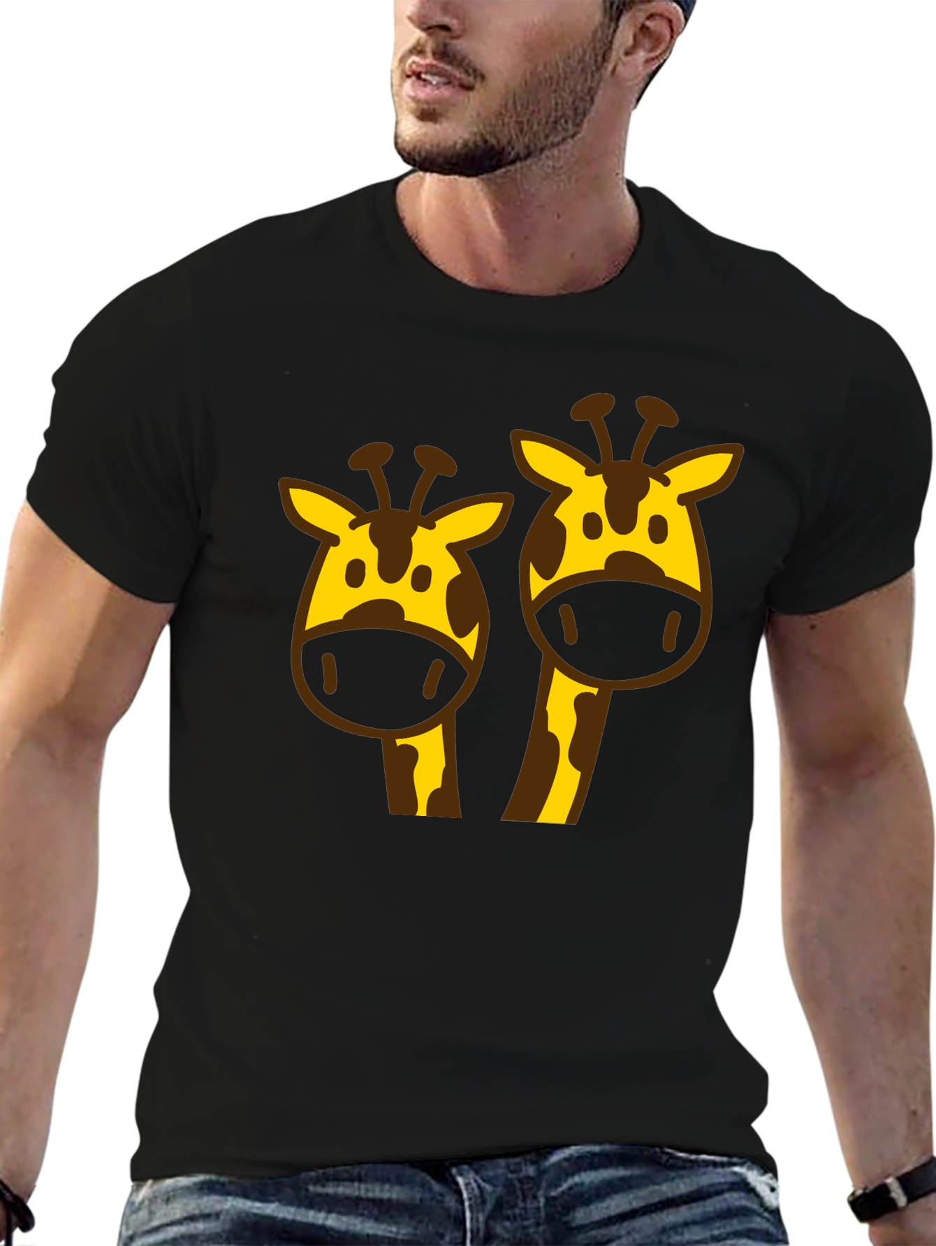 Giraffe Graphic Tee - Black Cotton Blend
