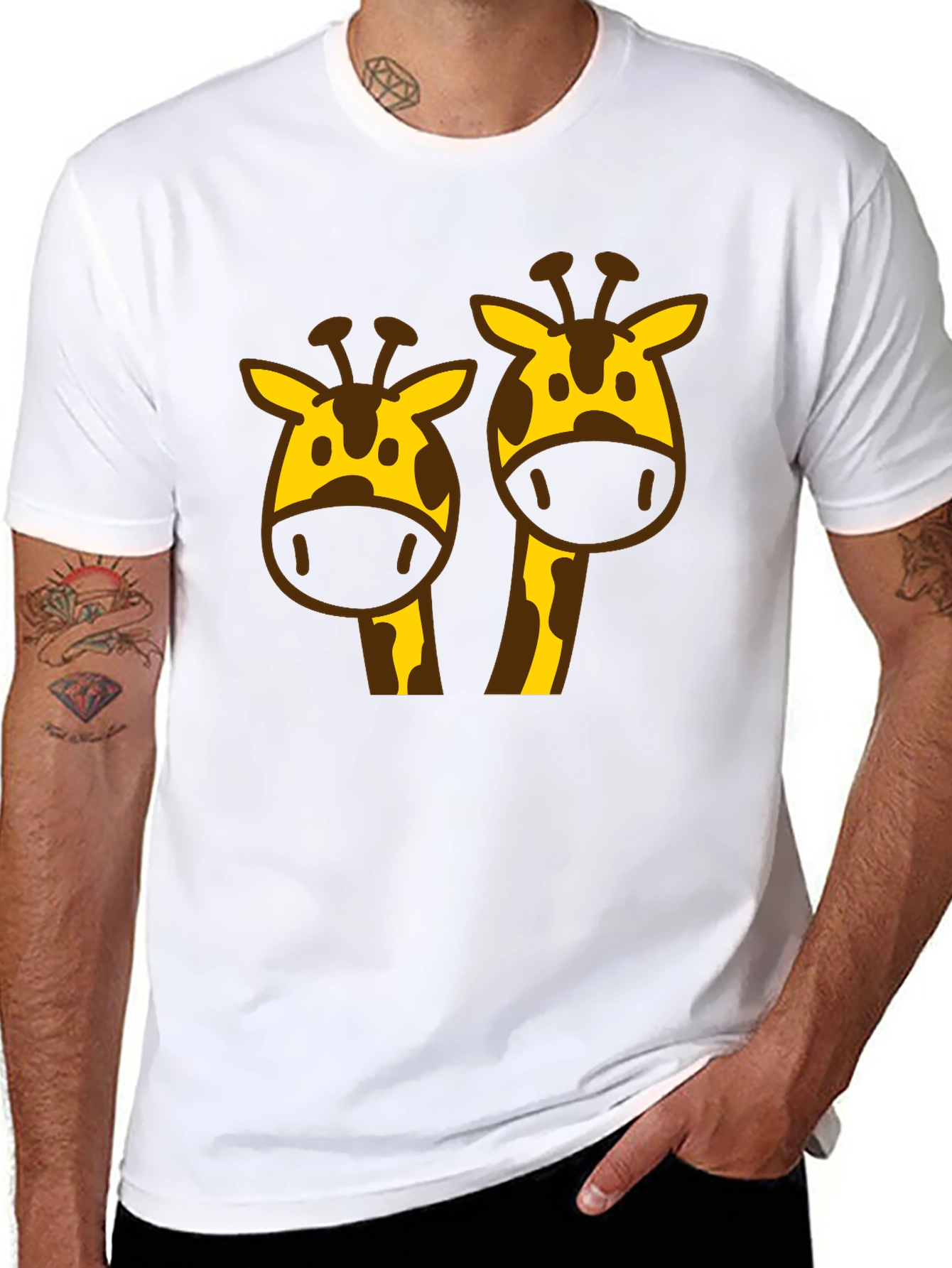 Giraffe Graphic Tee - Black Cotton Blend