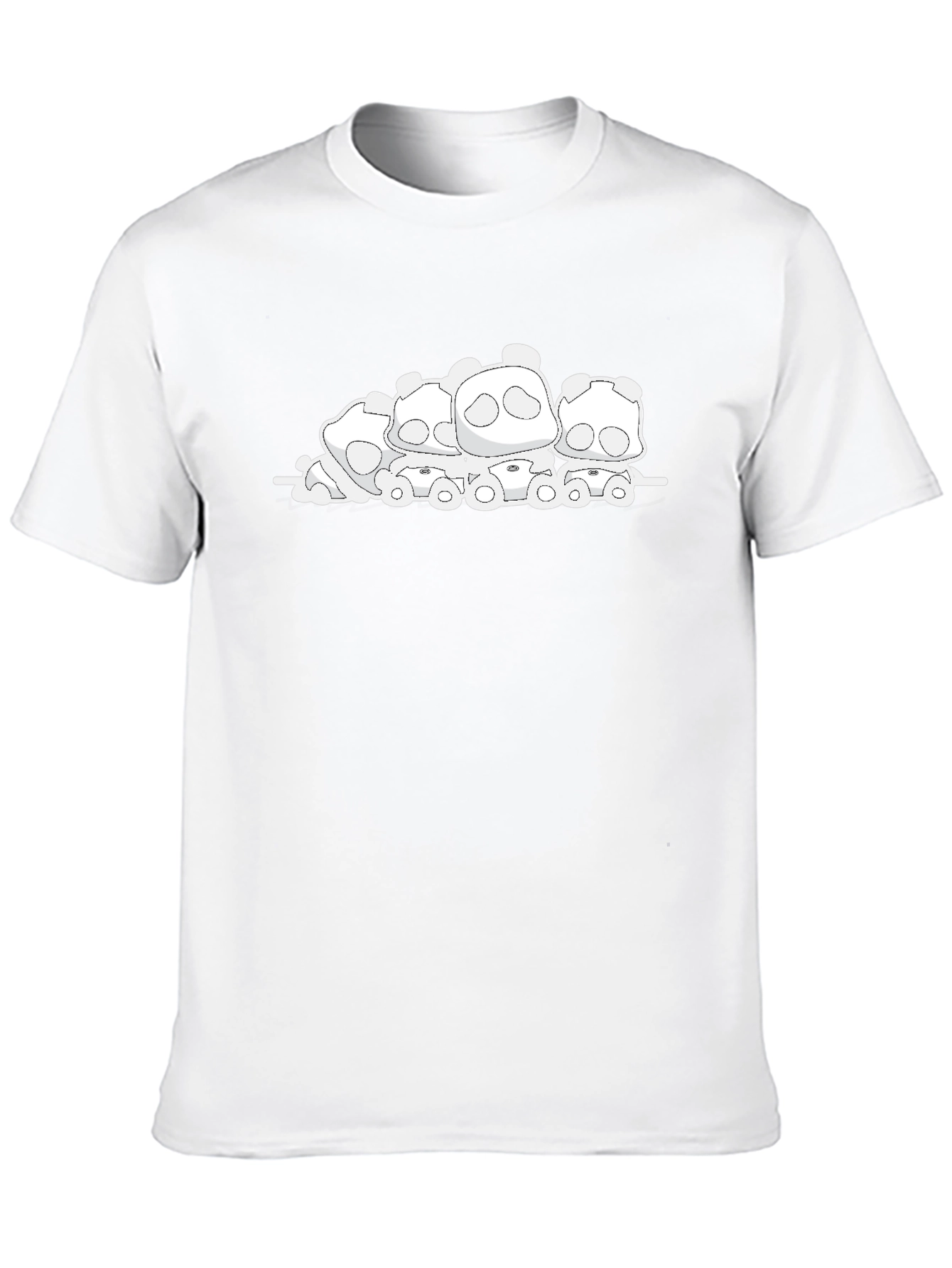 Cute Panda Bear Pile Black T-Shirt