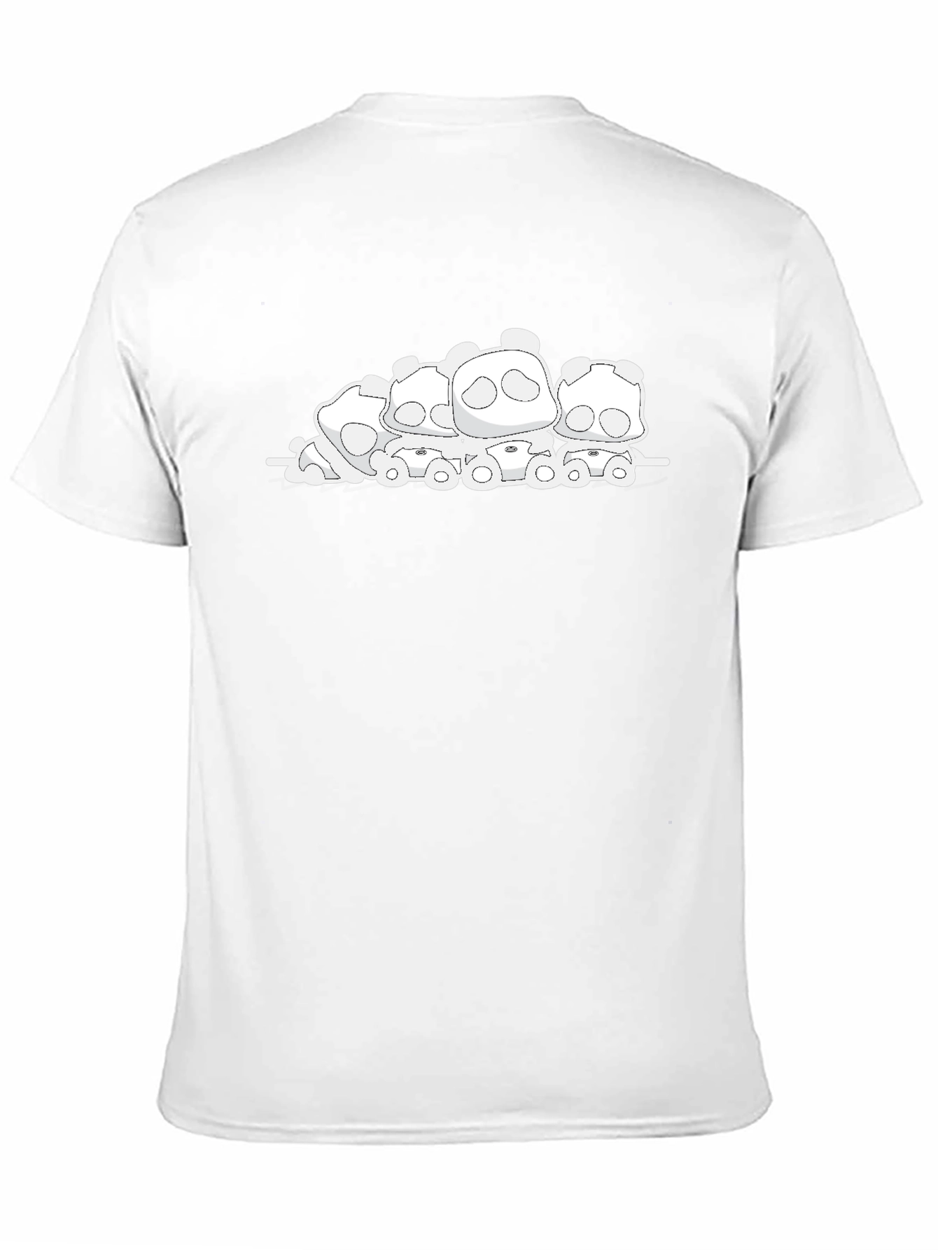 Cute Panda Bear Pile Black T-Shirt