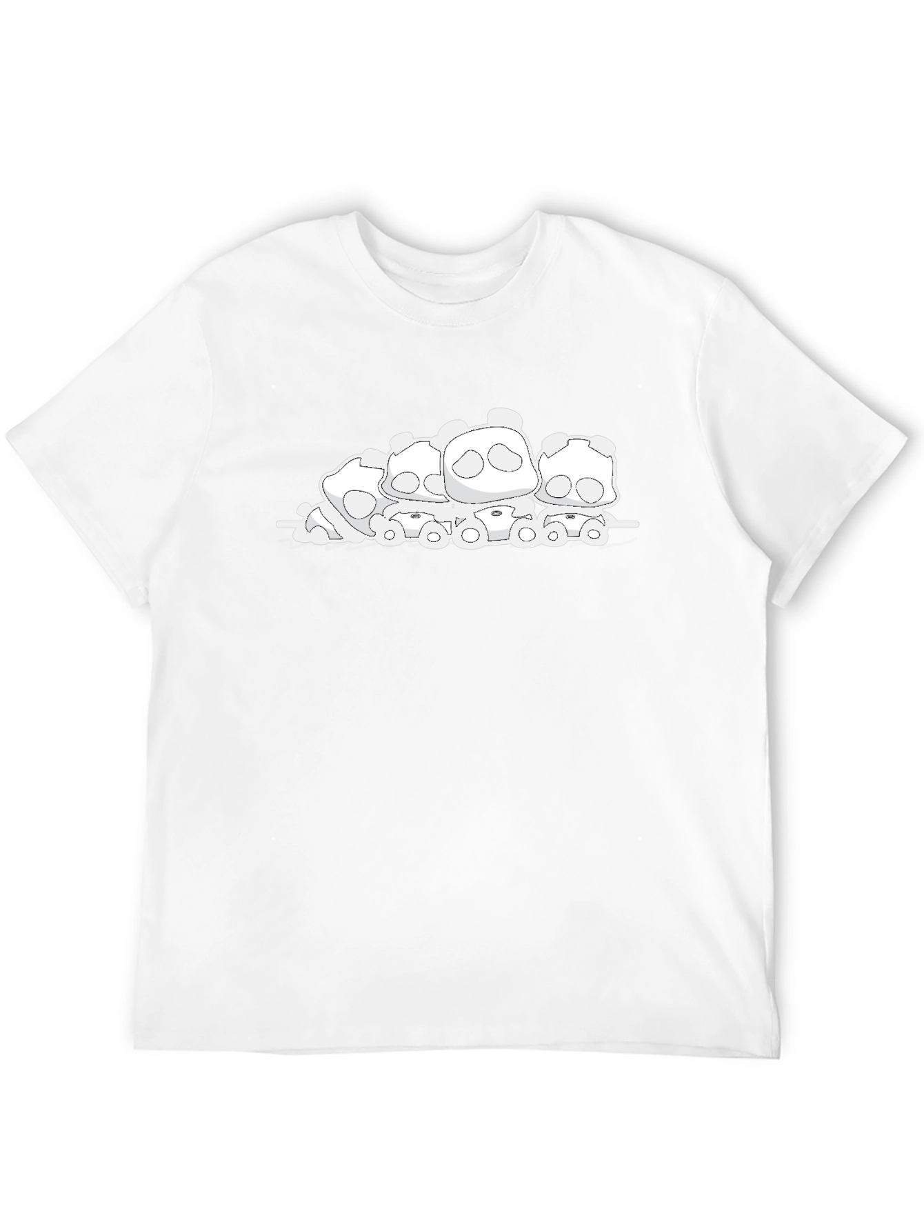 Cute Panda Bear Pile Black T-Shirt