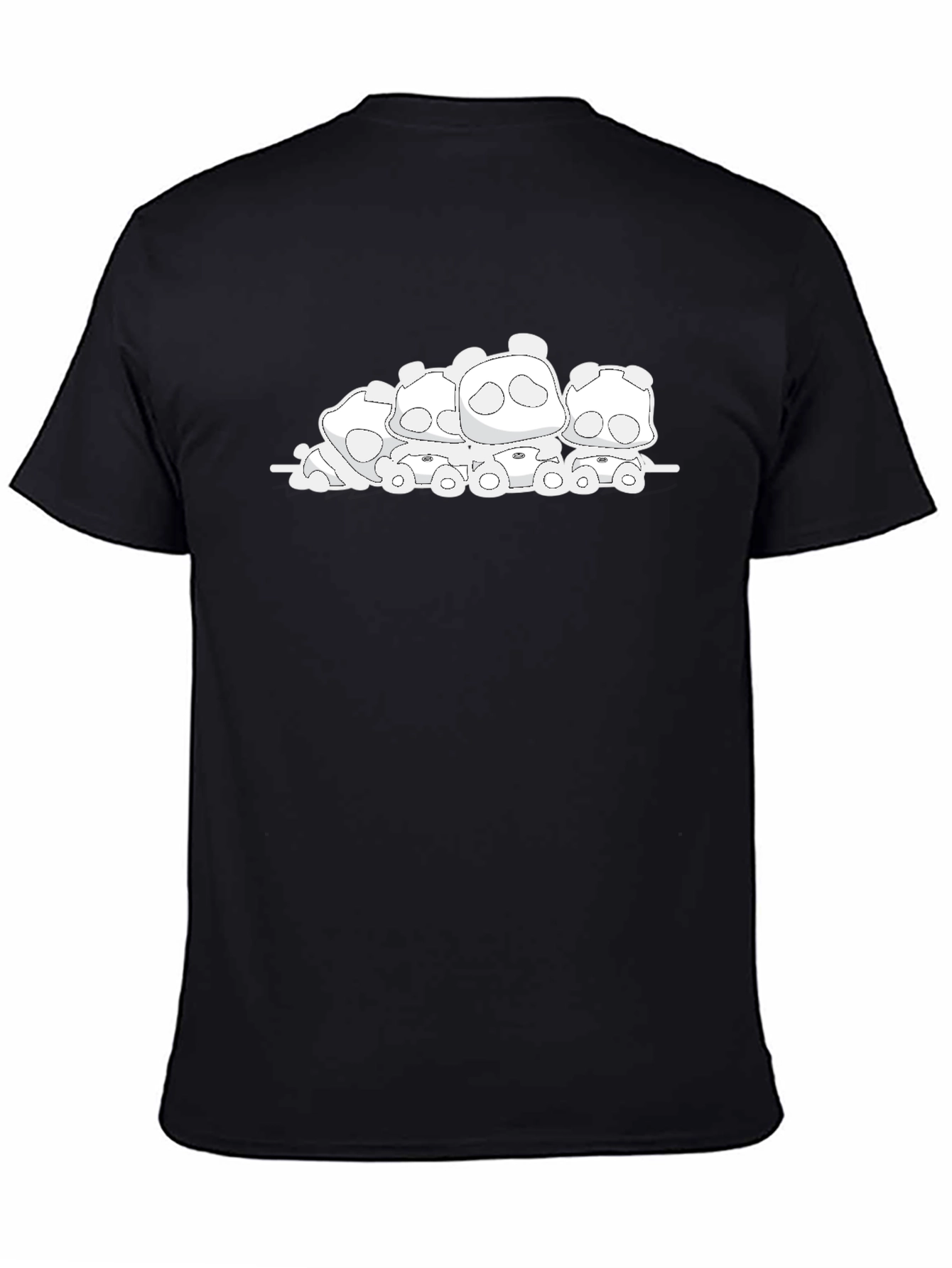 Cute Panda Bear Pile Black T-Shirt