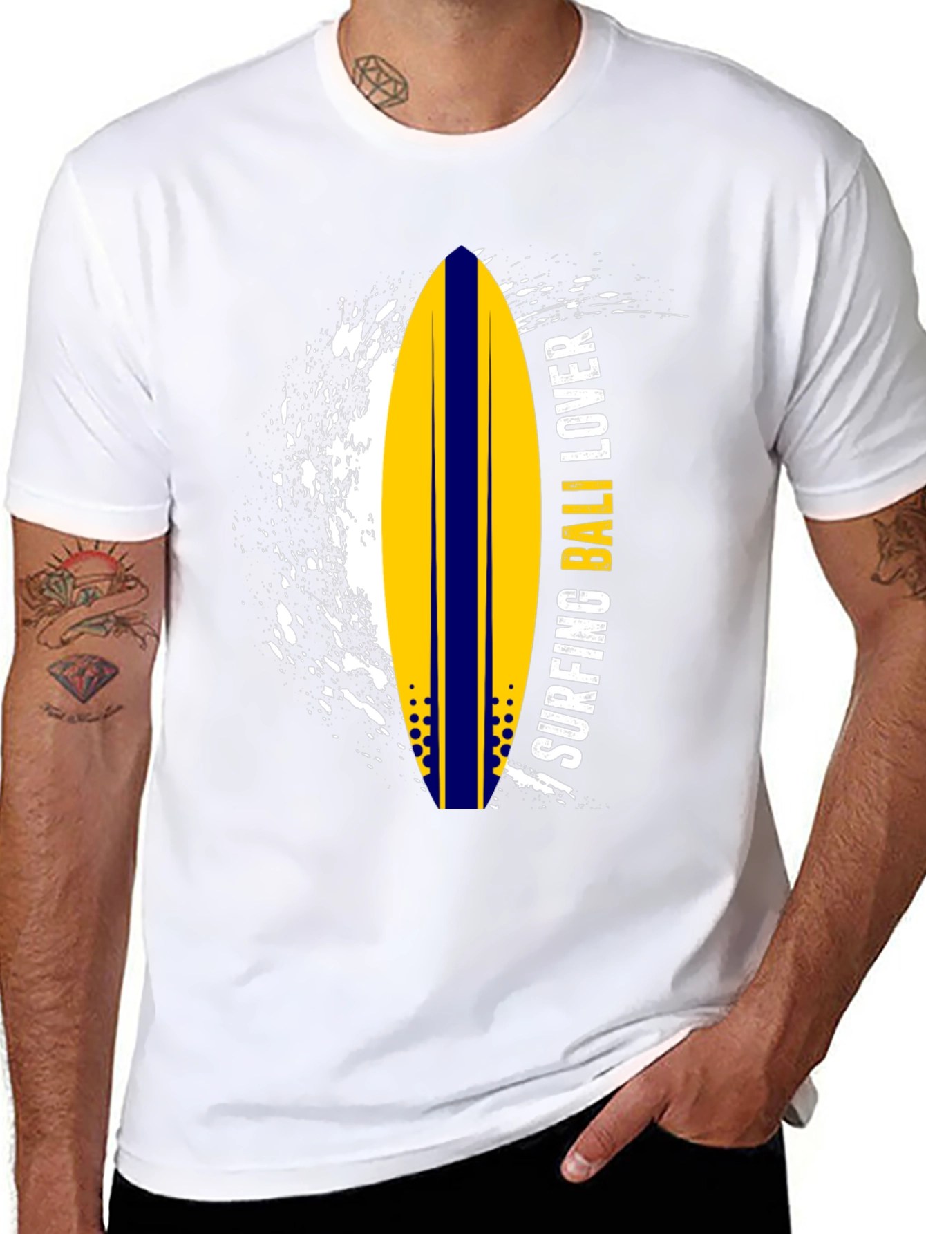 Surfing Bali Lover Black Graphic Tee