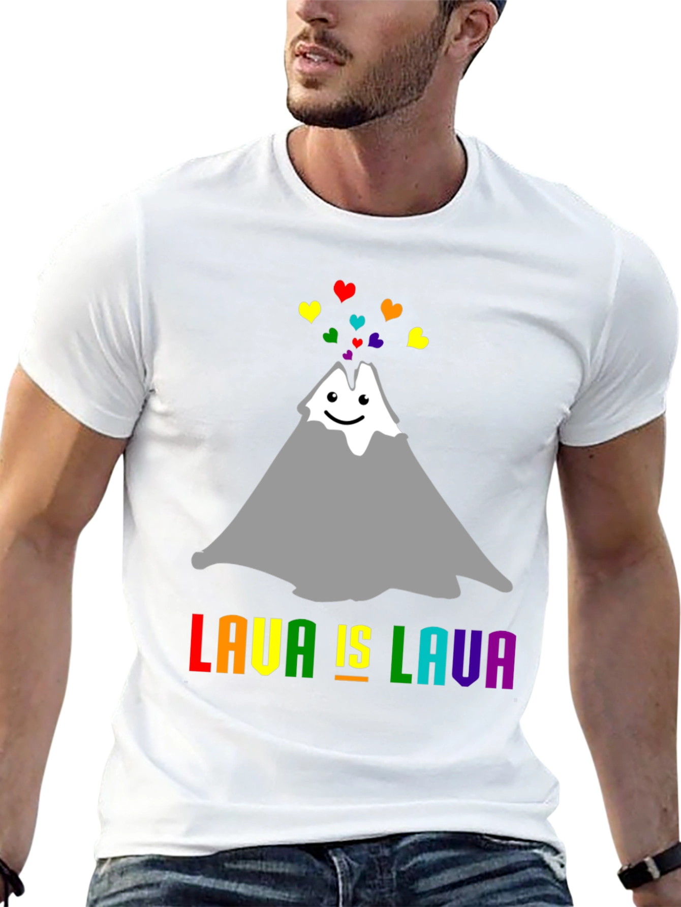 Lava Is Lava Volcano Rainbow Heart Pride T-Shirt