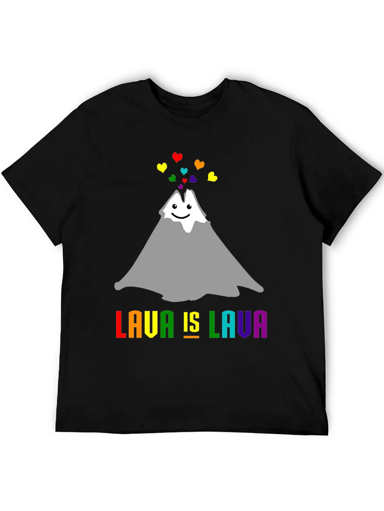 Lava Is Lava Volcano Rainbow Heart Pride T-Shirt