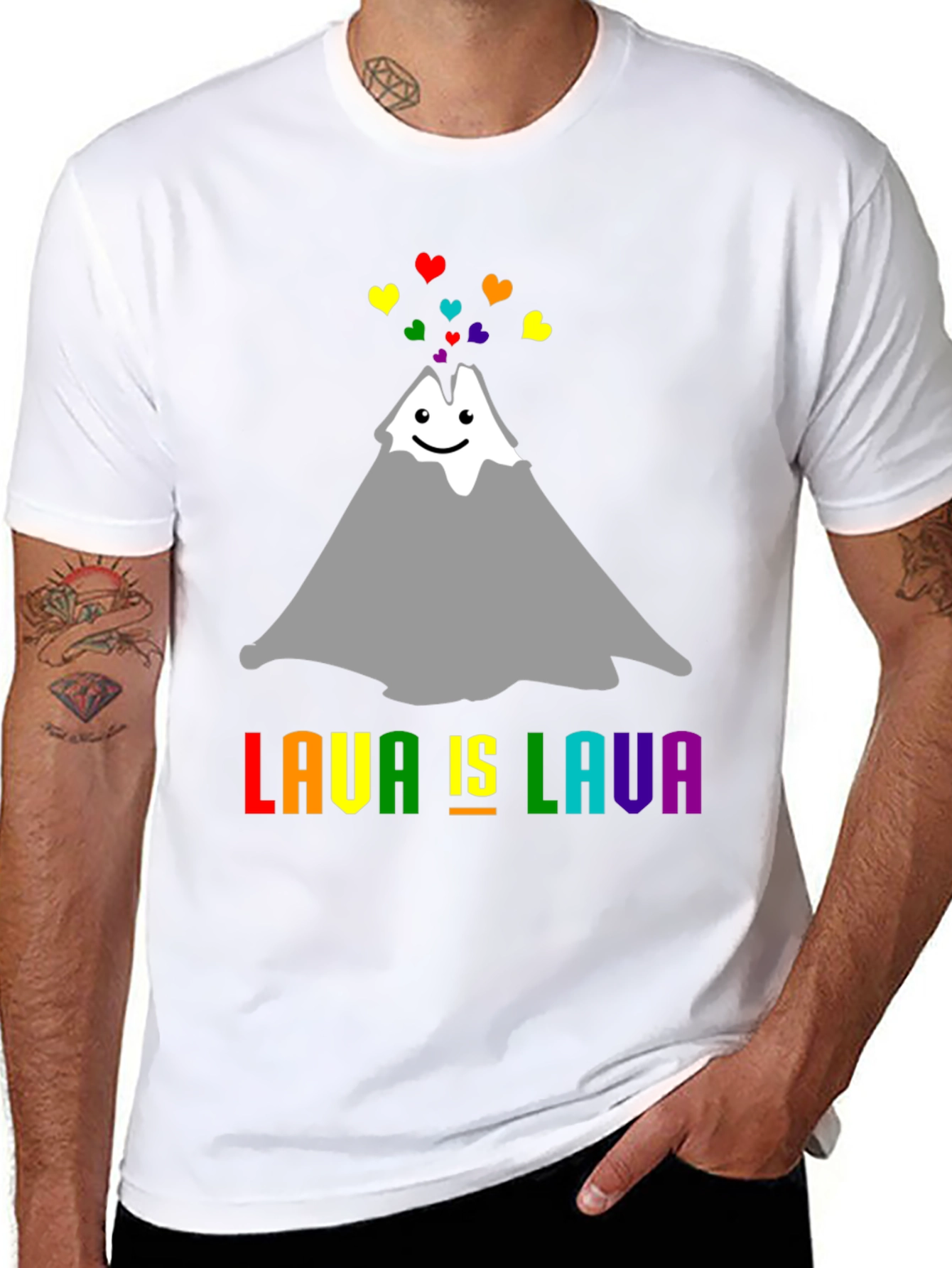 Lava Is Lava Volcano Rainbow Heart Pride T-Shirt