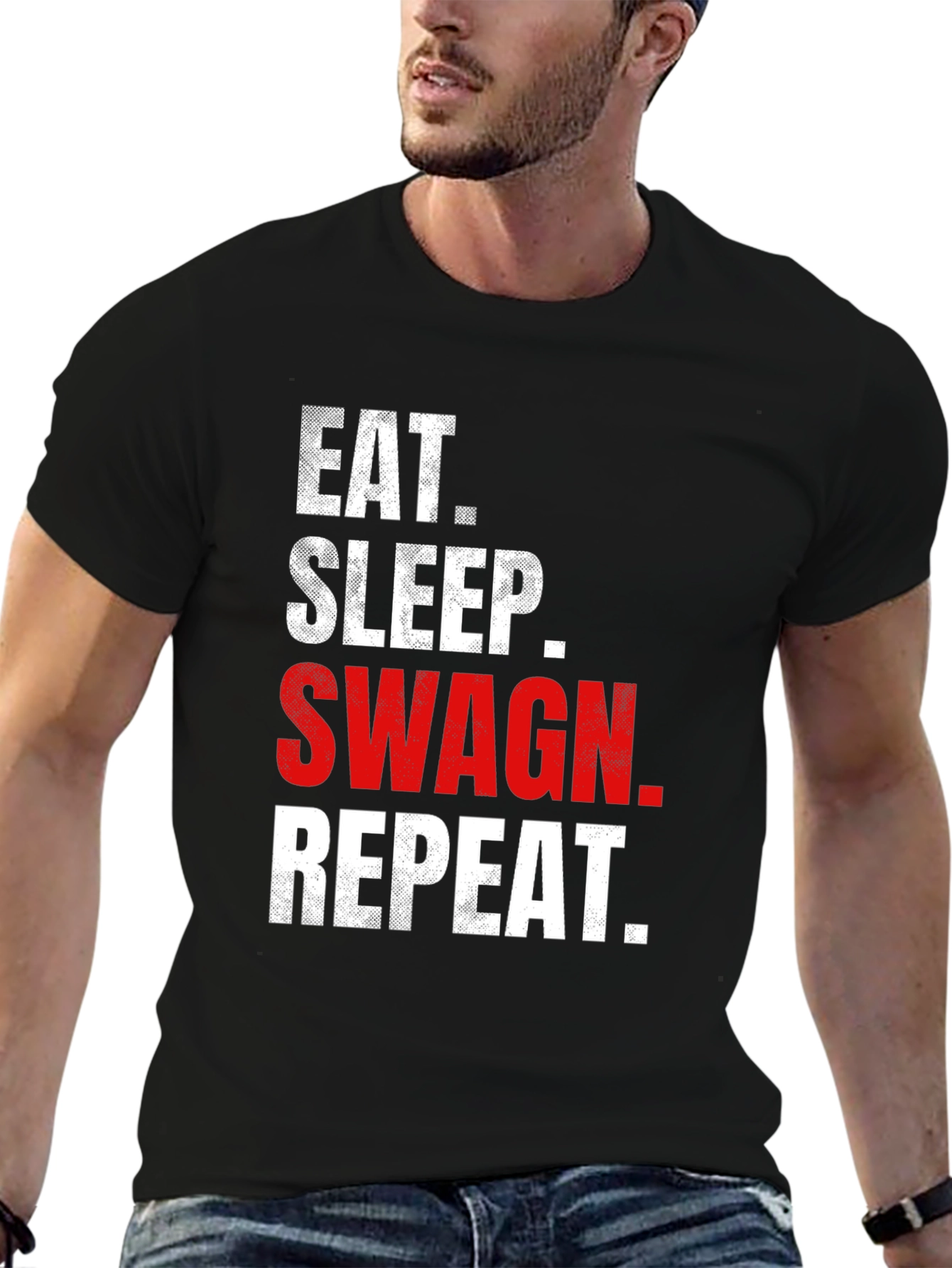 Eat Sleep Swag Repeat Black Graphic Tee