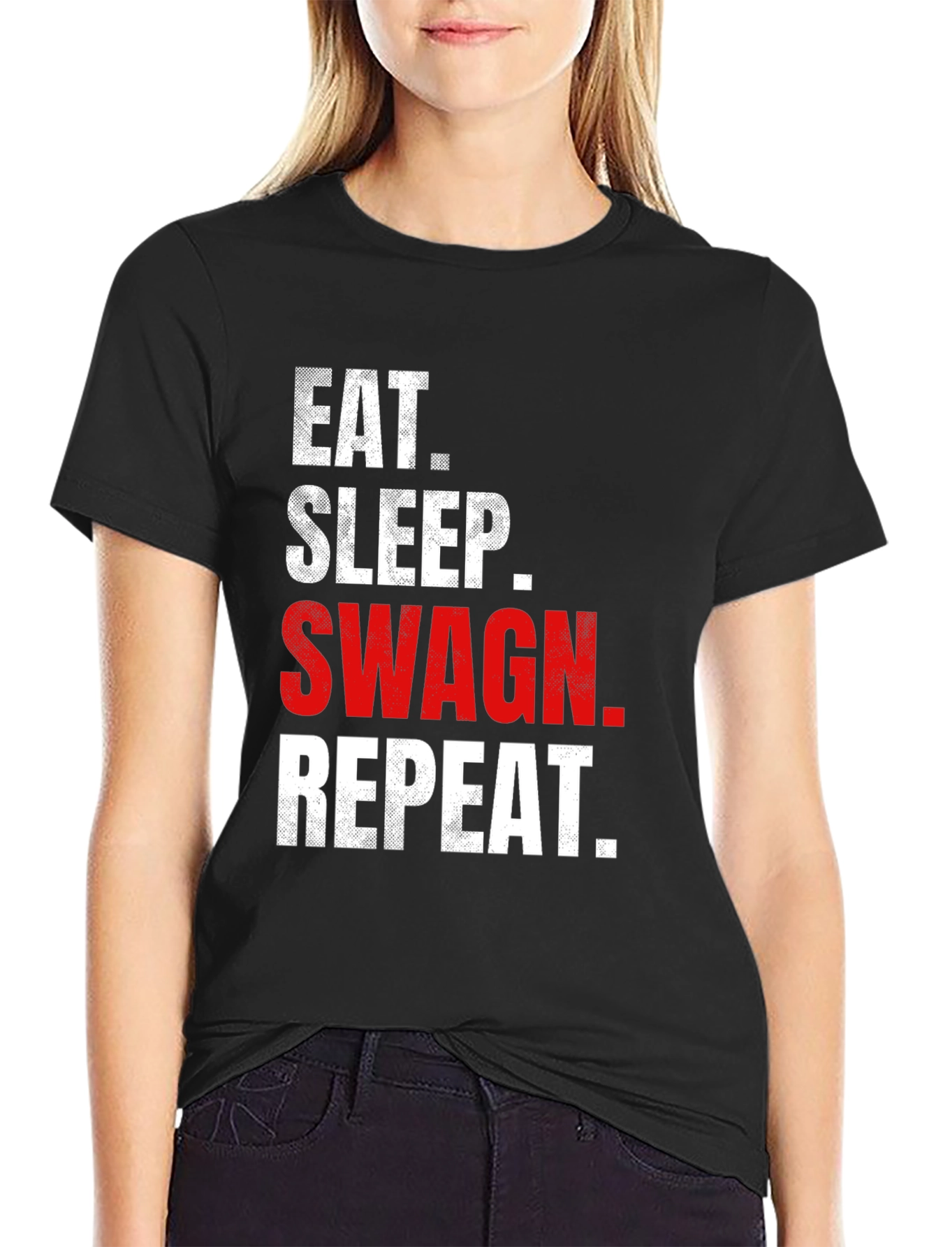 Eat Sleep Swag Repeat Black Graphic Tee
