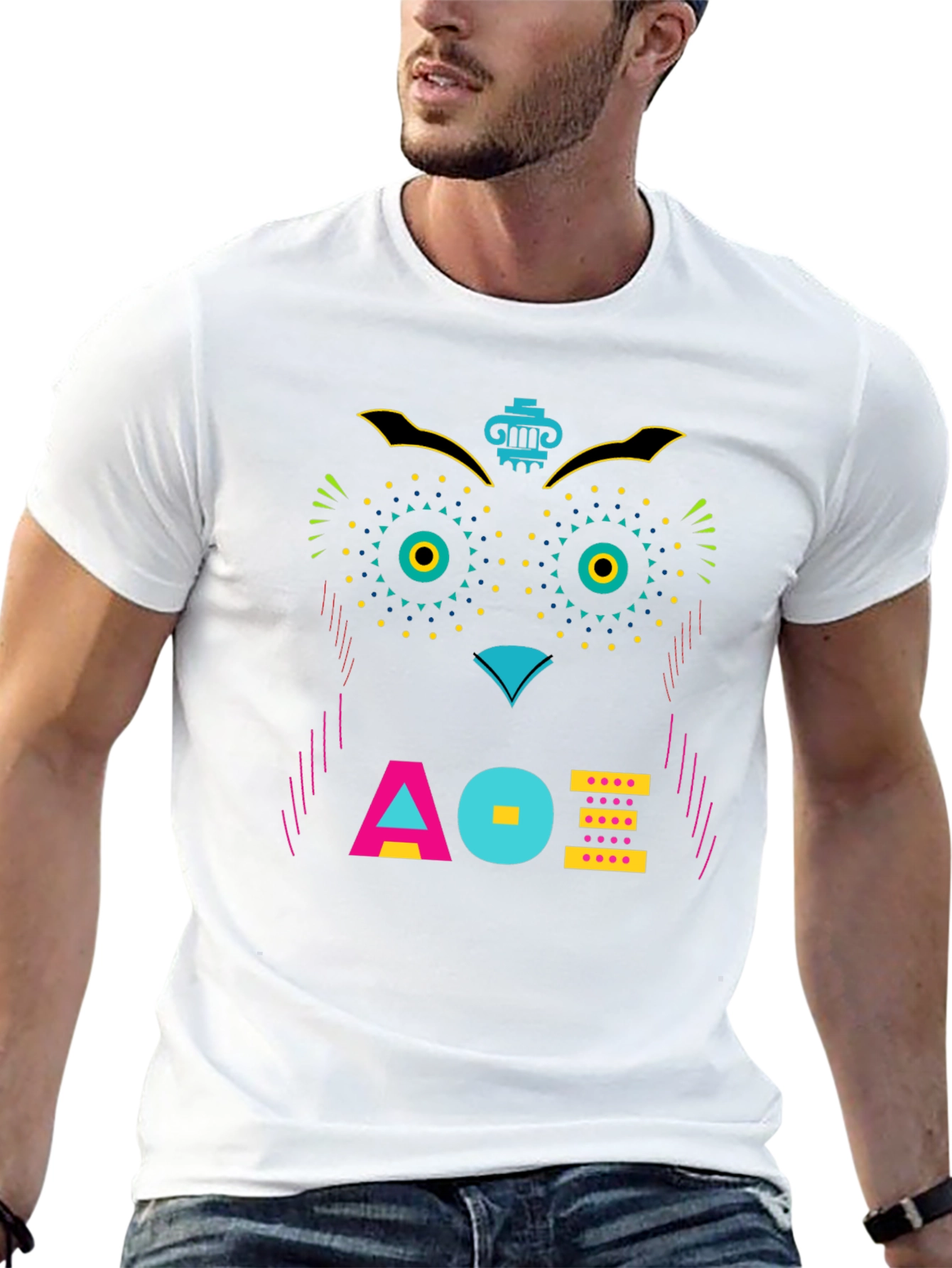 Geometric Owl Graphic Tee - Unique Modern Design