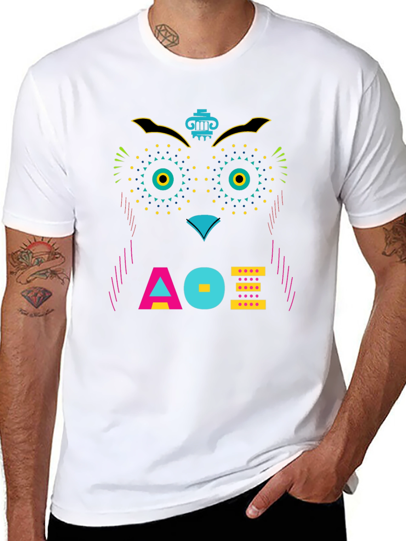 Geometric Owl Graphic Tee - Unique Modern Design