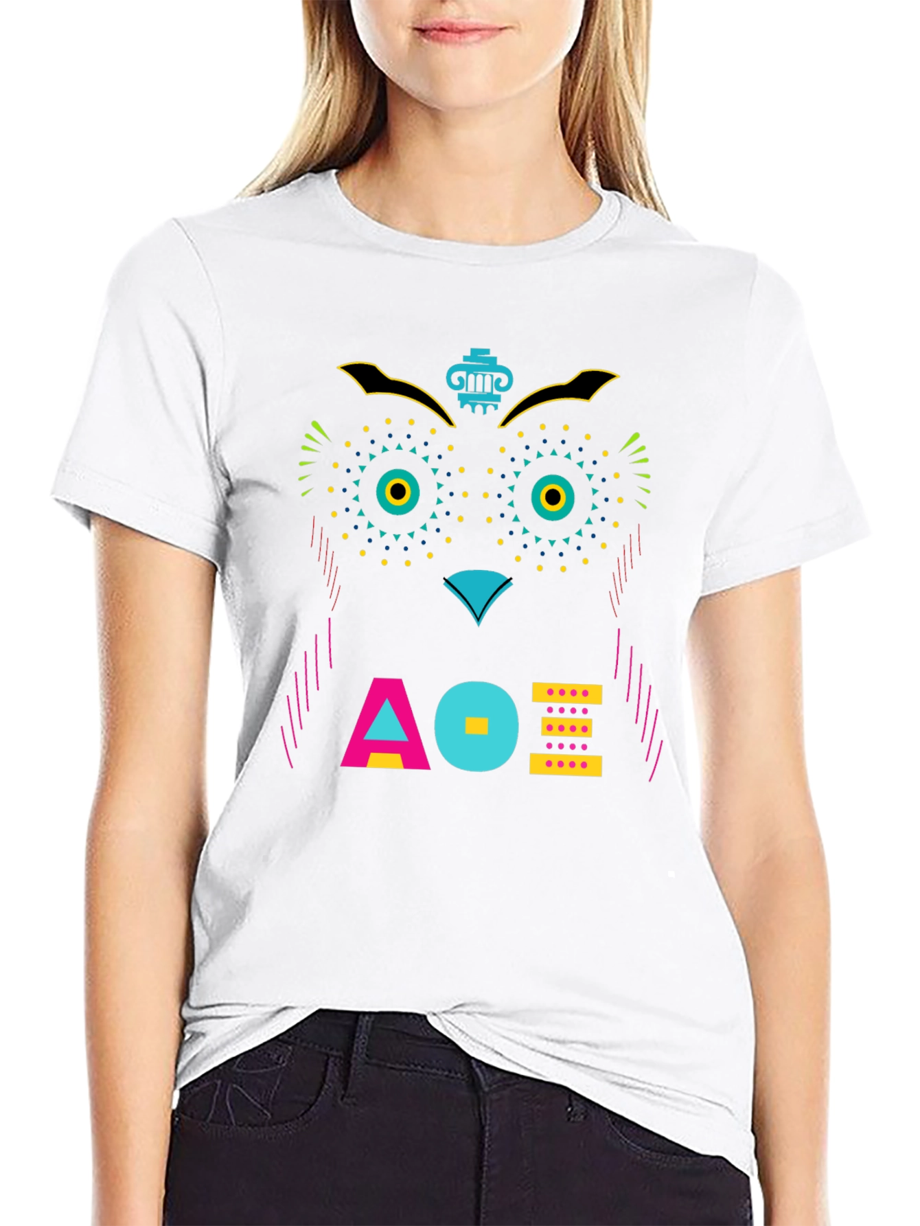Geometric Owl Graphic Tee - Unique Modern Design