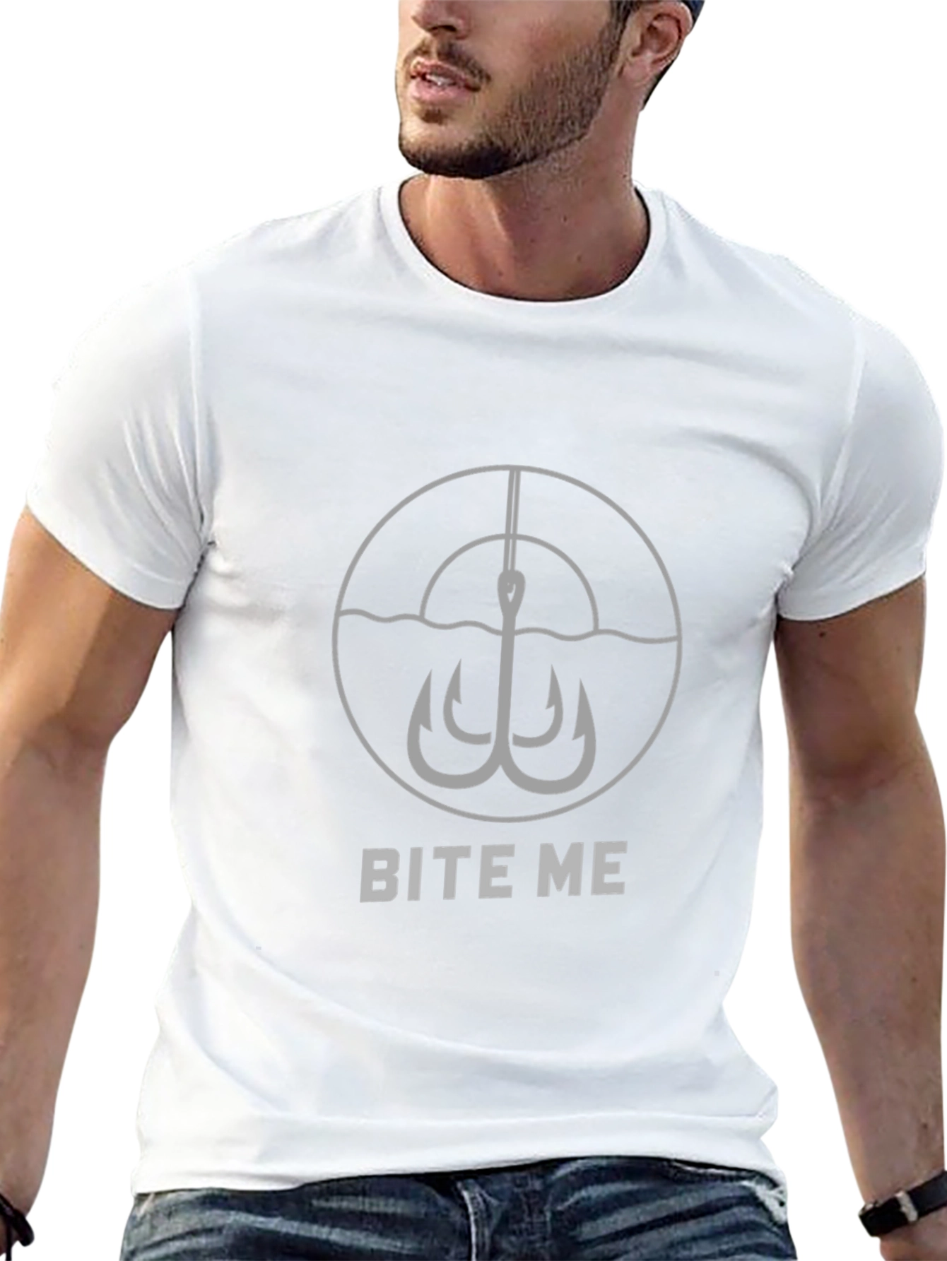 Bite Me Fishing Hook Graphic T-Shirt