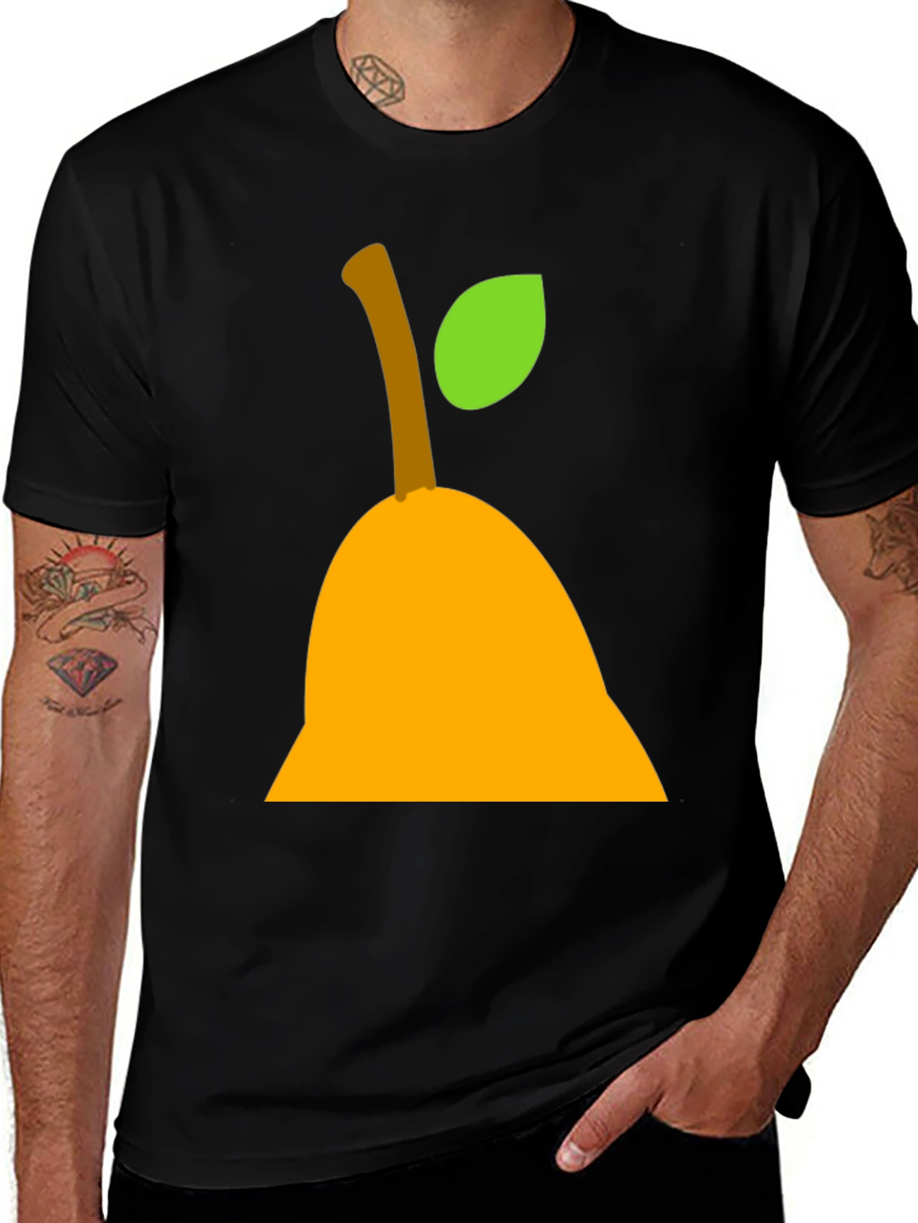 Pear Graphic Tee - Black Cotton Shirt