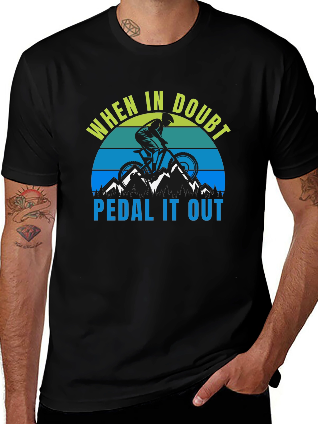 When in Doubt Pedal It Out Black T-Shirt