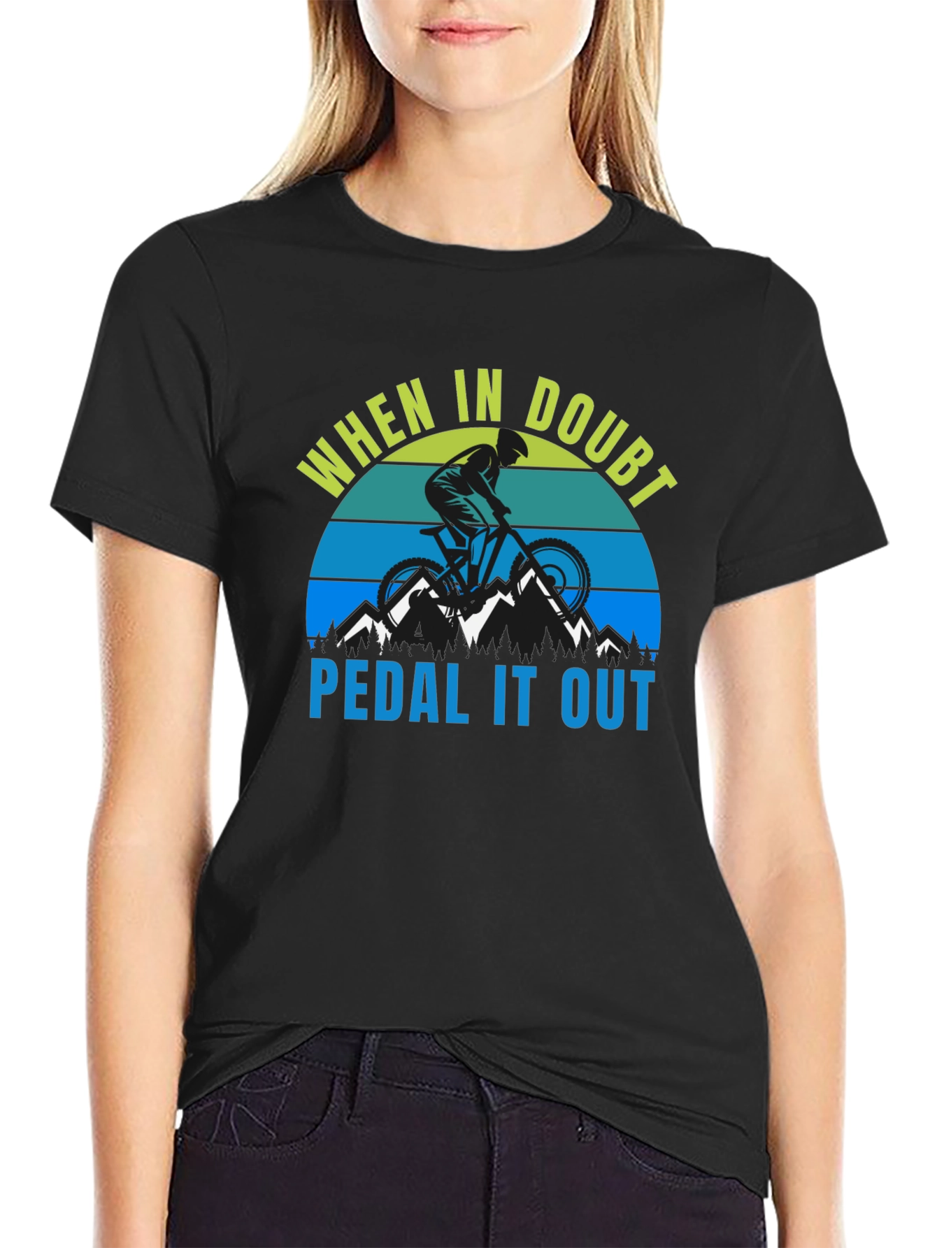 When in Doubt Pedal It Out Black T-Shirt