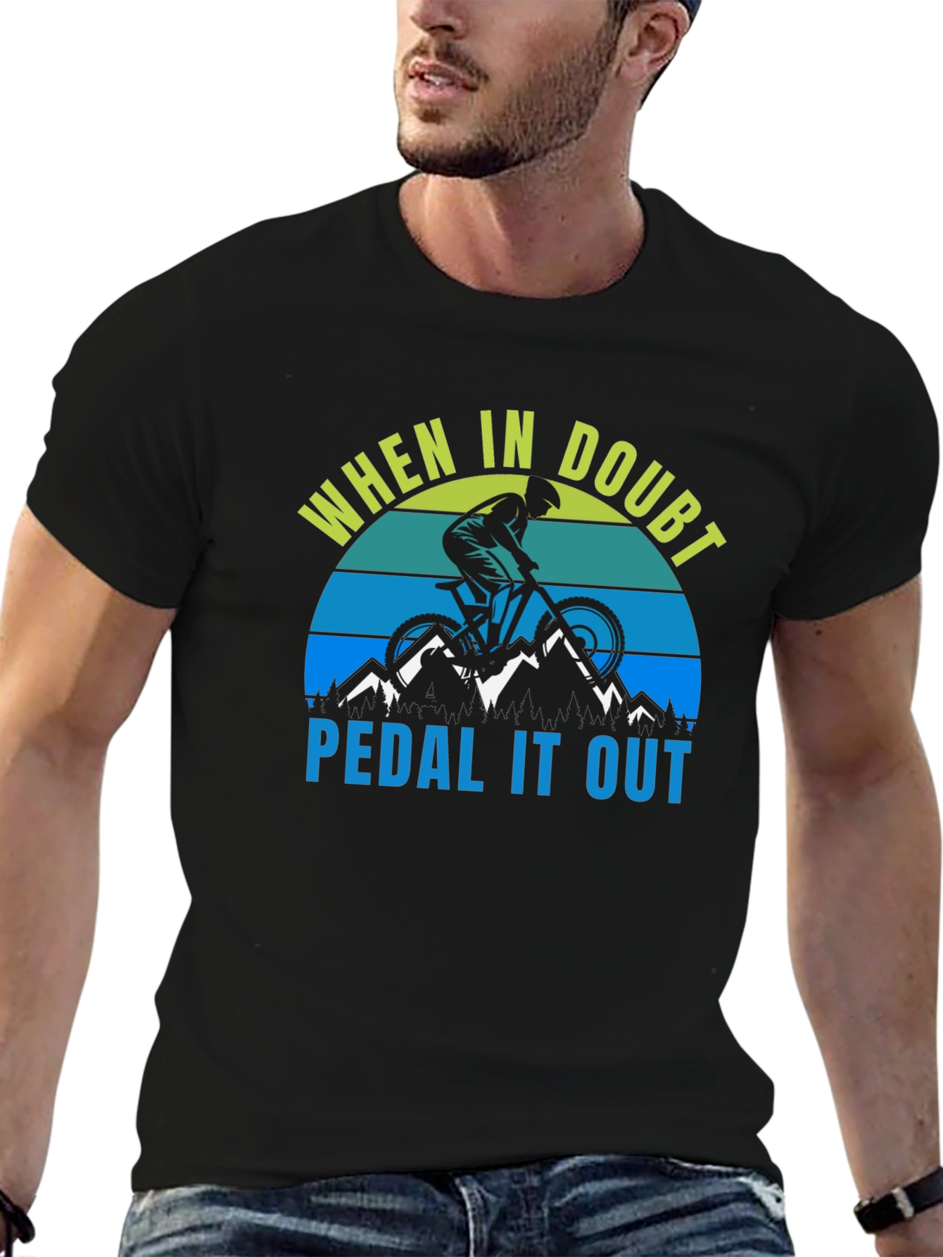 When in Doubt Pedal It Out Black T-Shirt
