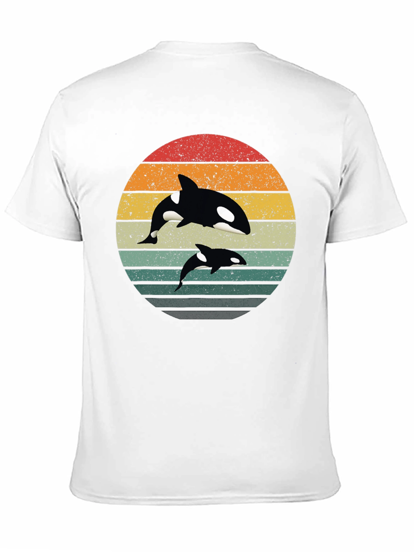 Orca Sunset T-Shirt - Black Retro Style