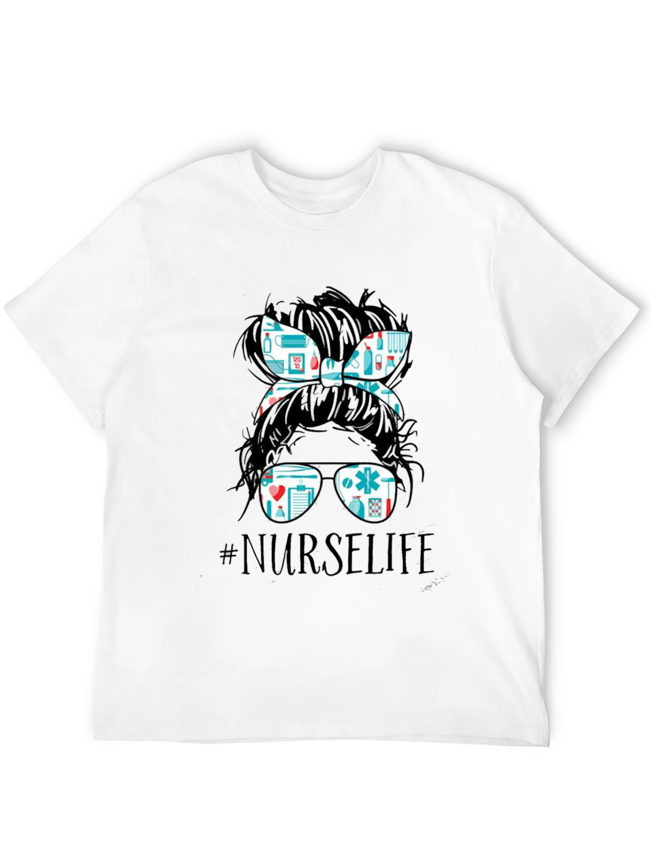Nurse Life Messy Bun T-Shirt - Medical Design