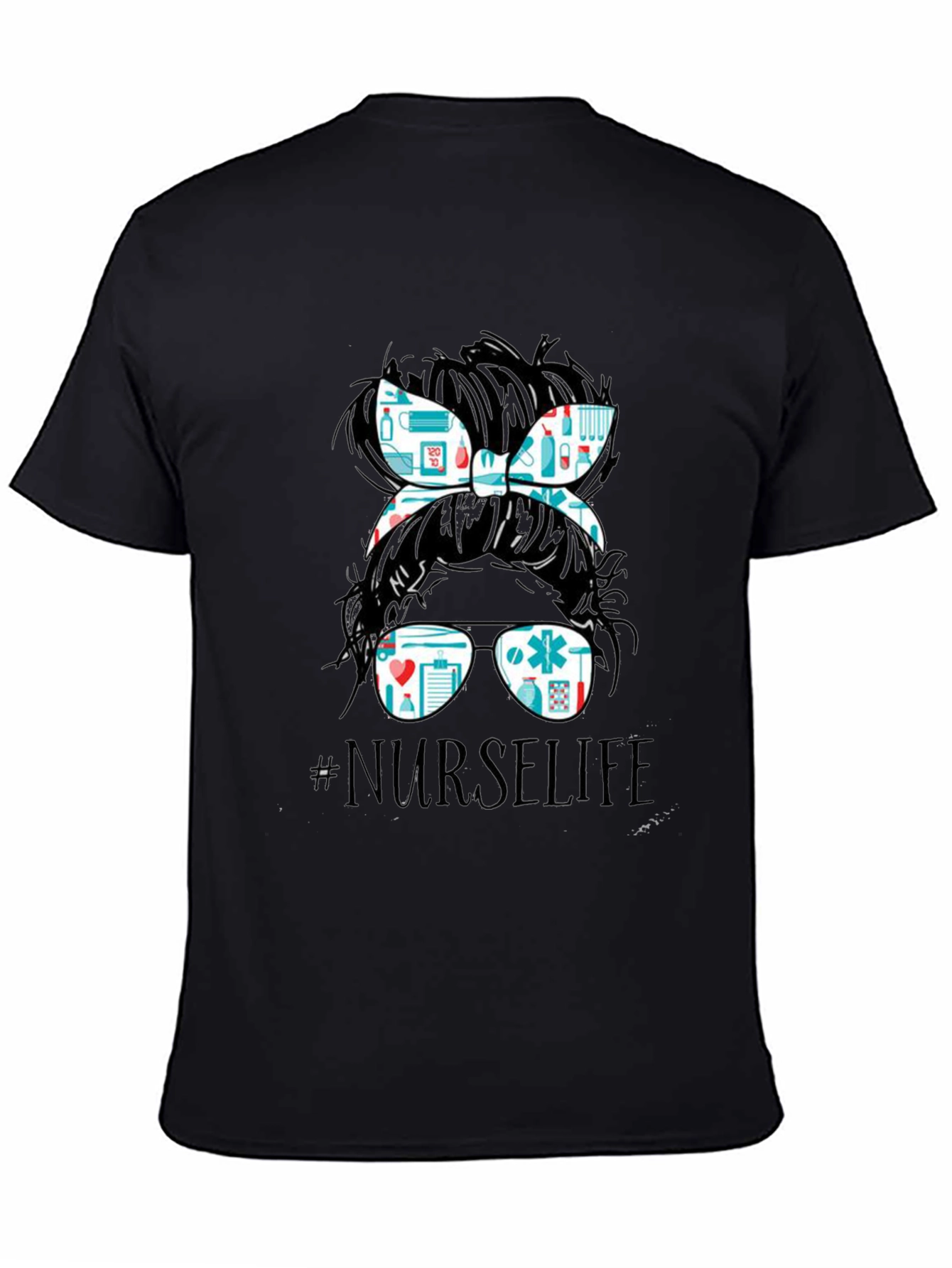 Nurse Life Messy Bun T-Shirt - Medical Design