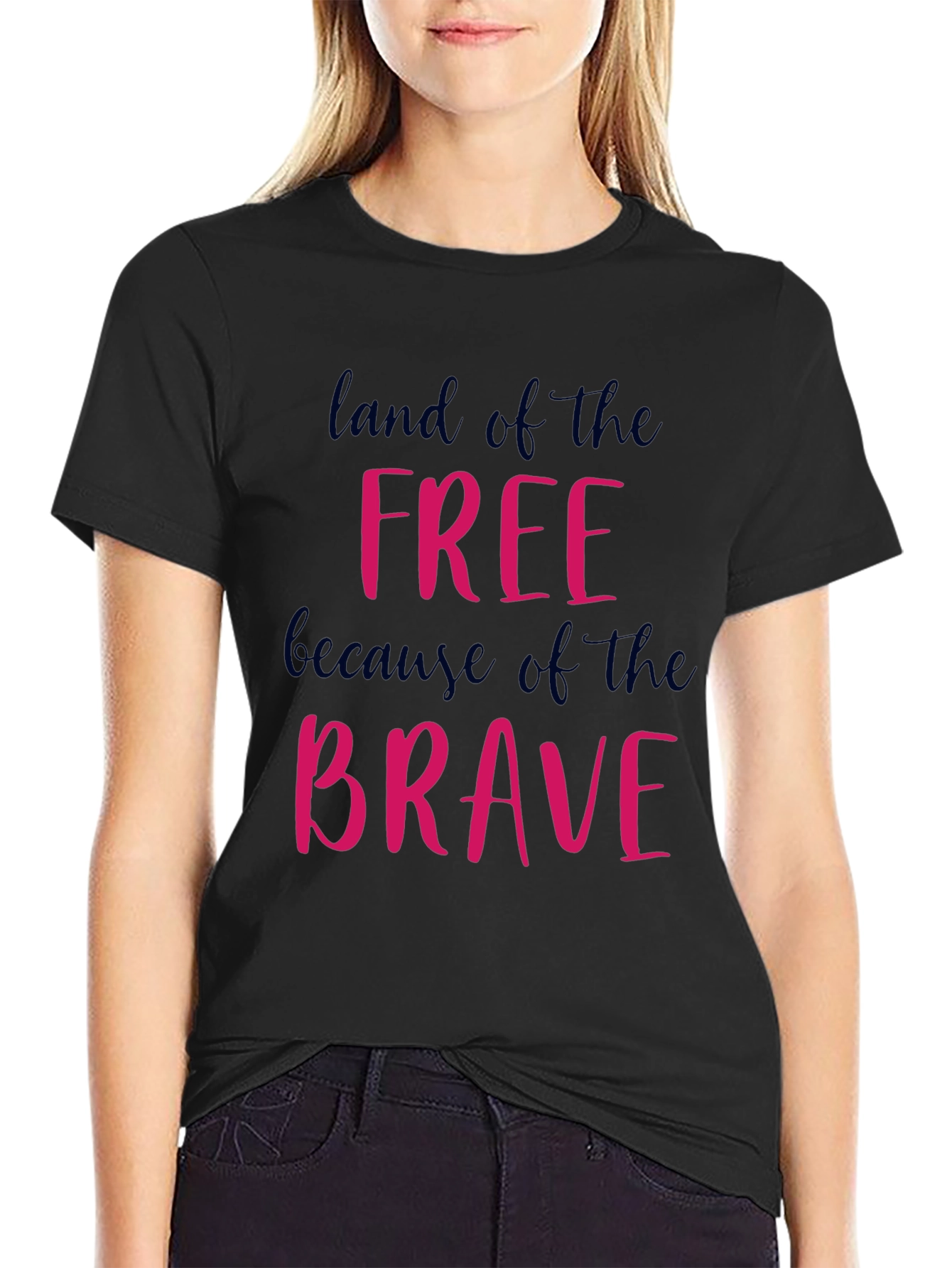 Land of Free Because of the Brave Graphic Tee