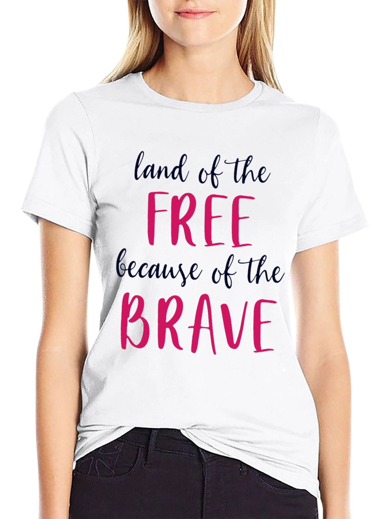 Land of Free Because of the Brave Graphic Tee