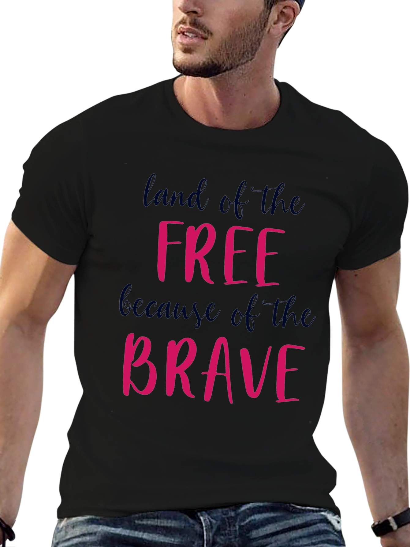 Land of Free Because of the Brave Graphic Tee