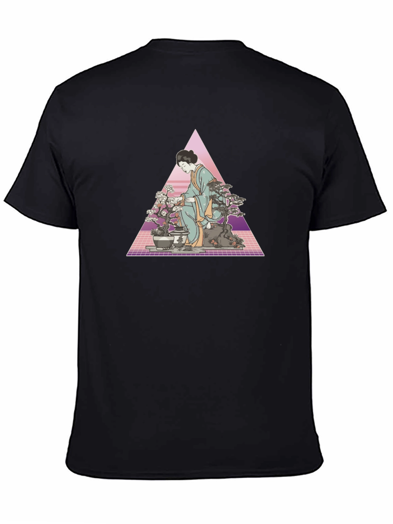 Geisha Bonsai Art Black T-Shirt