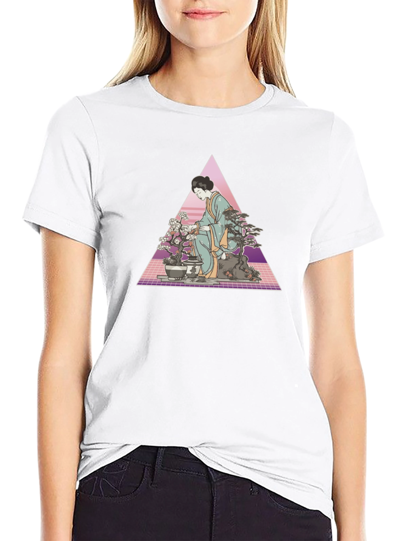 Geisha Bonsai Art Black T-Shirt