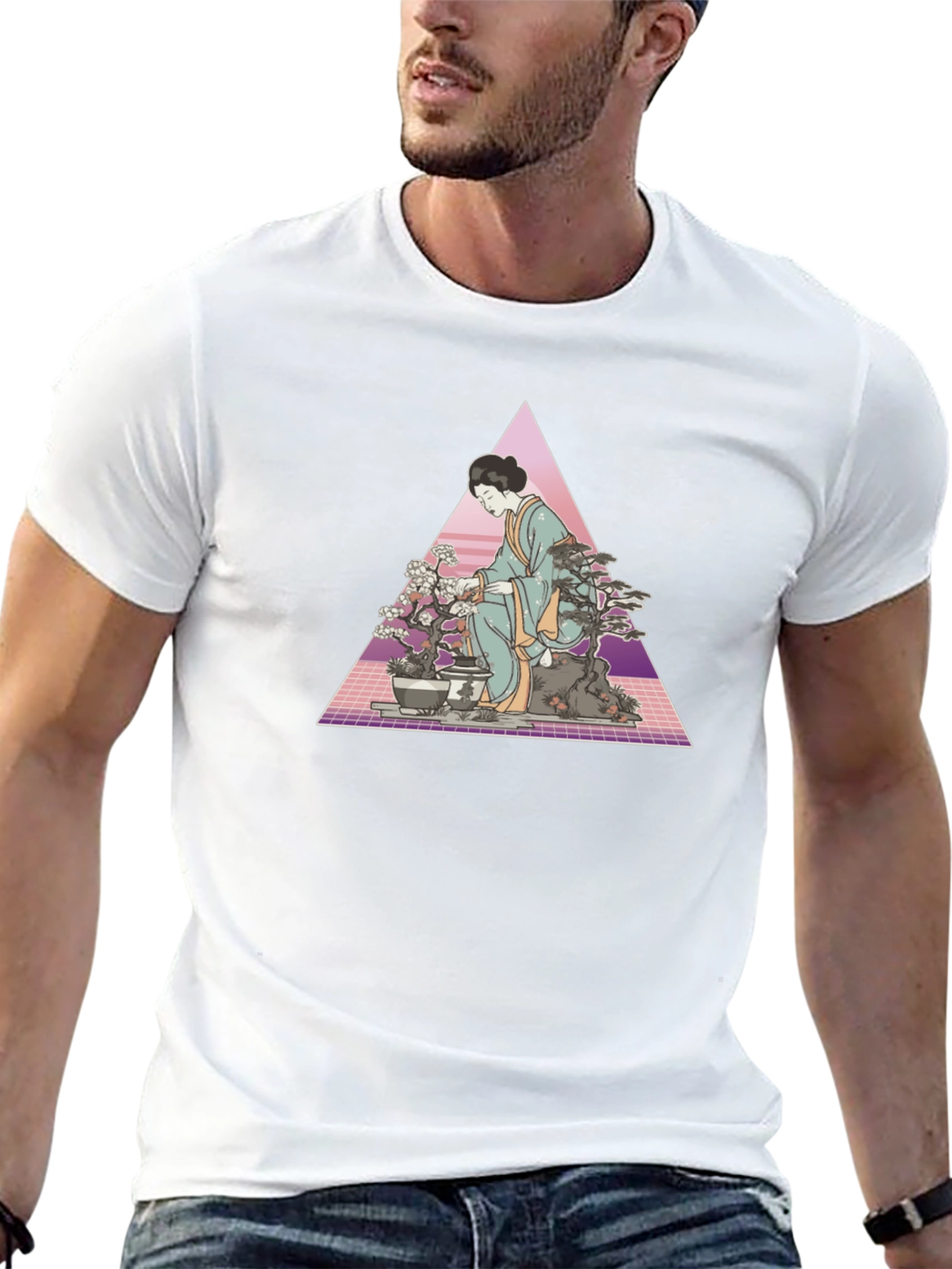Geisha Bonsai Art Black T-Shirt
