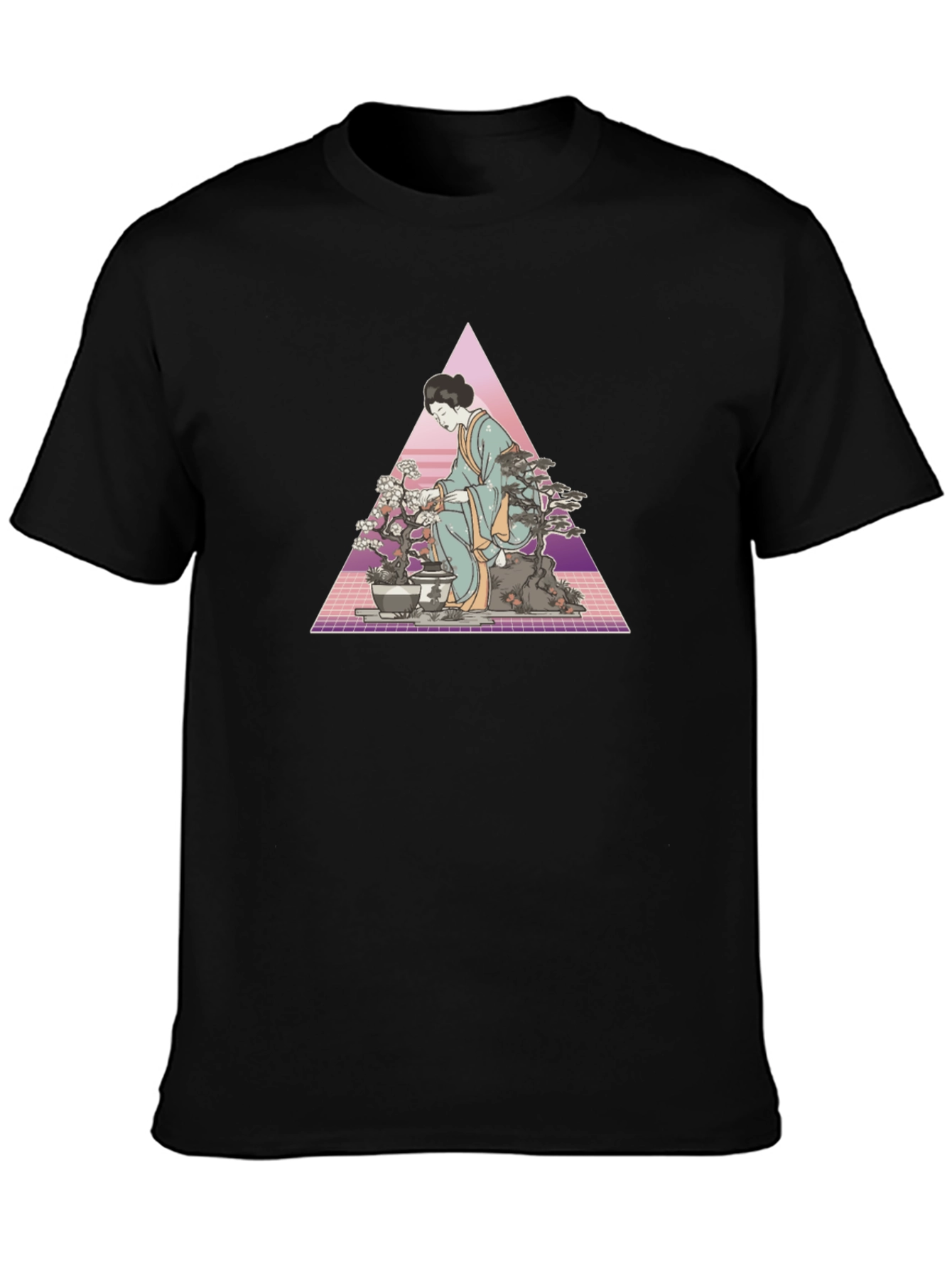 Geisha Bonsai Art Black T-Shirt