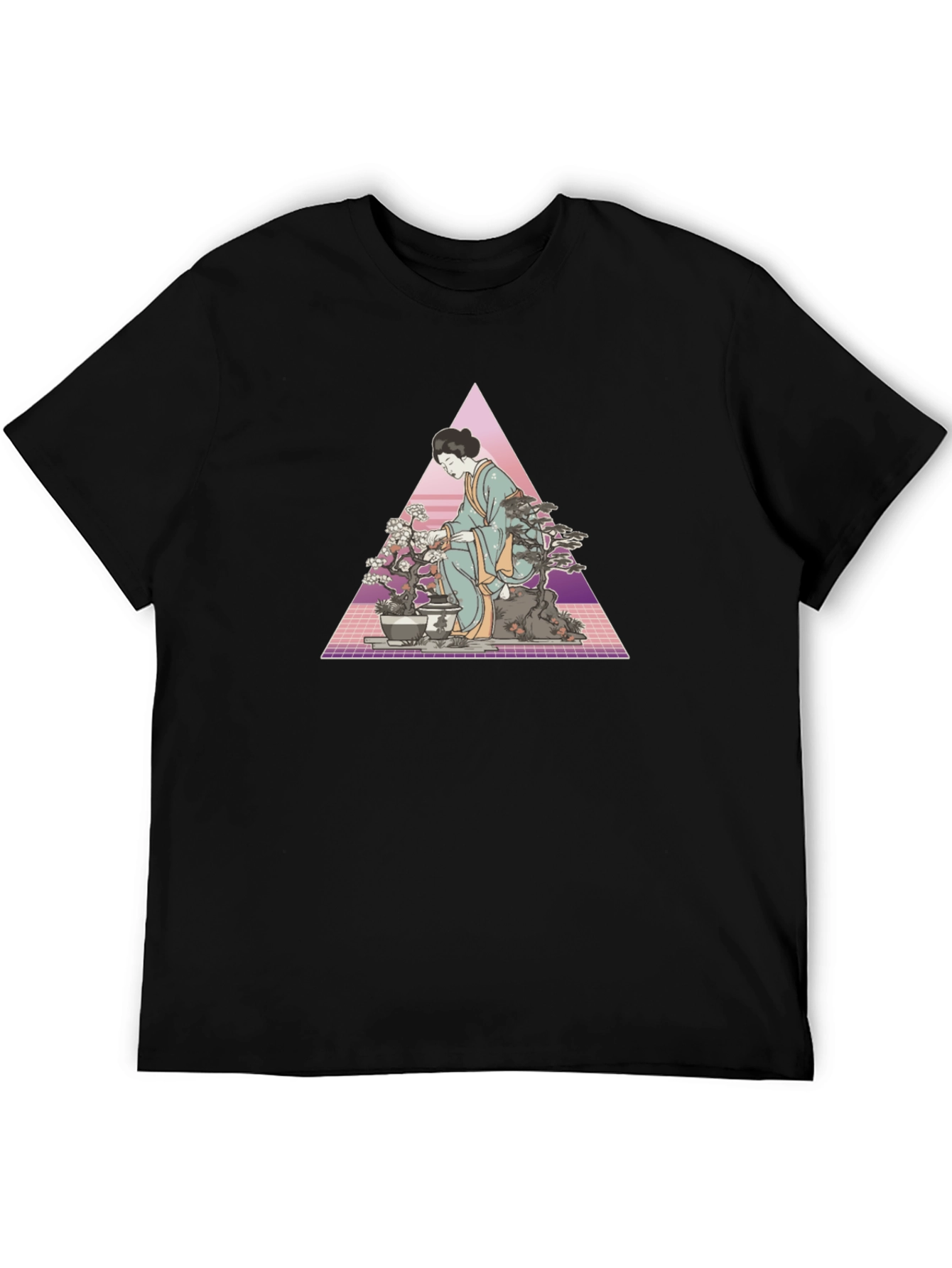 Geisha Bonsai Art Black T-Shirt