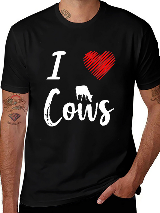 I Love Cows Graphic Tee - Black Casual T-Shirt