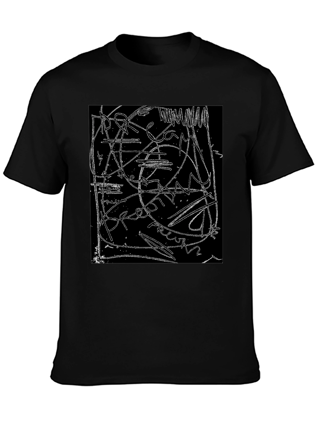 Abstract Line Art Graphic Black T-Shirt