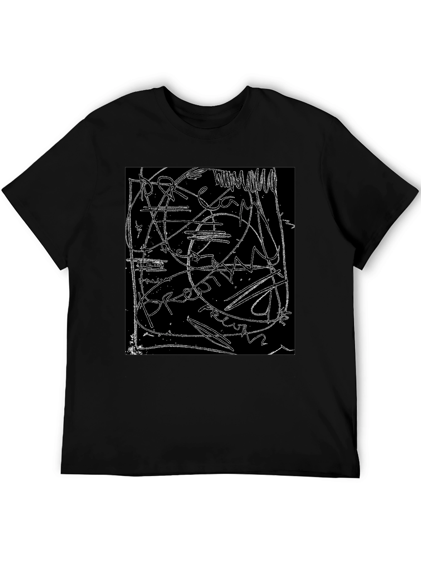 Abstract Line Art Graphic Black T-Shirt