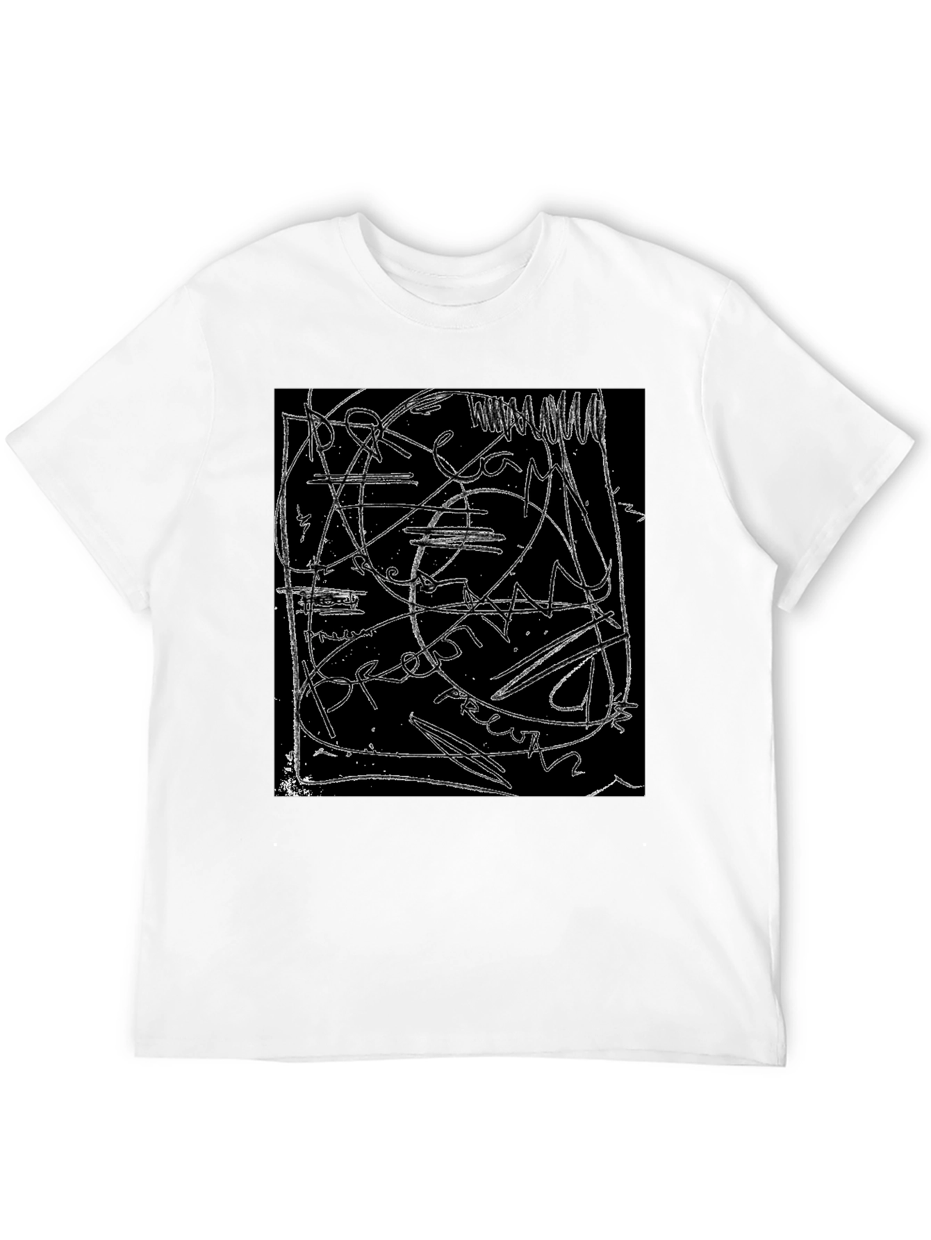 Abstract Line Art Graphic Black T-Shirt