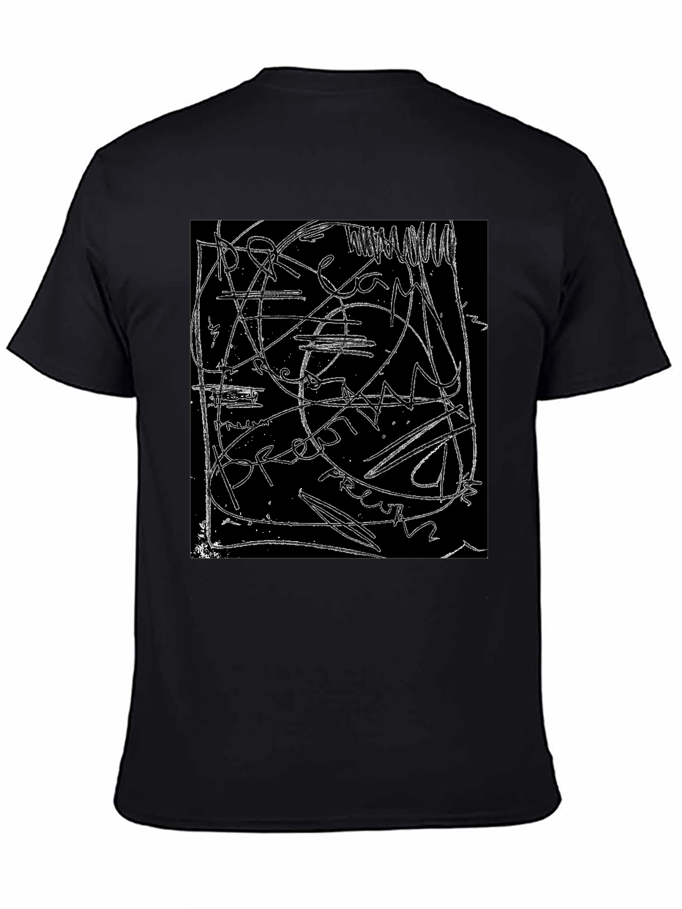 Abstract Line Art Graphic Black T-Shirt