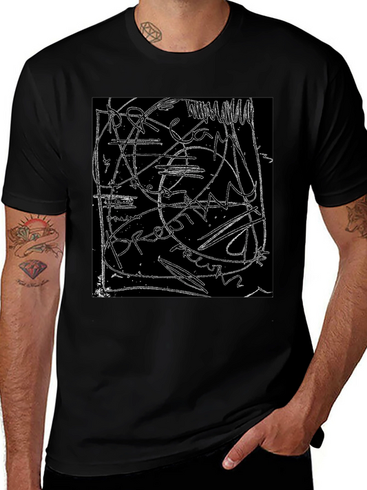 Abstract Line Art Graphic Black T-Shirt