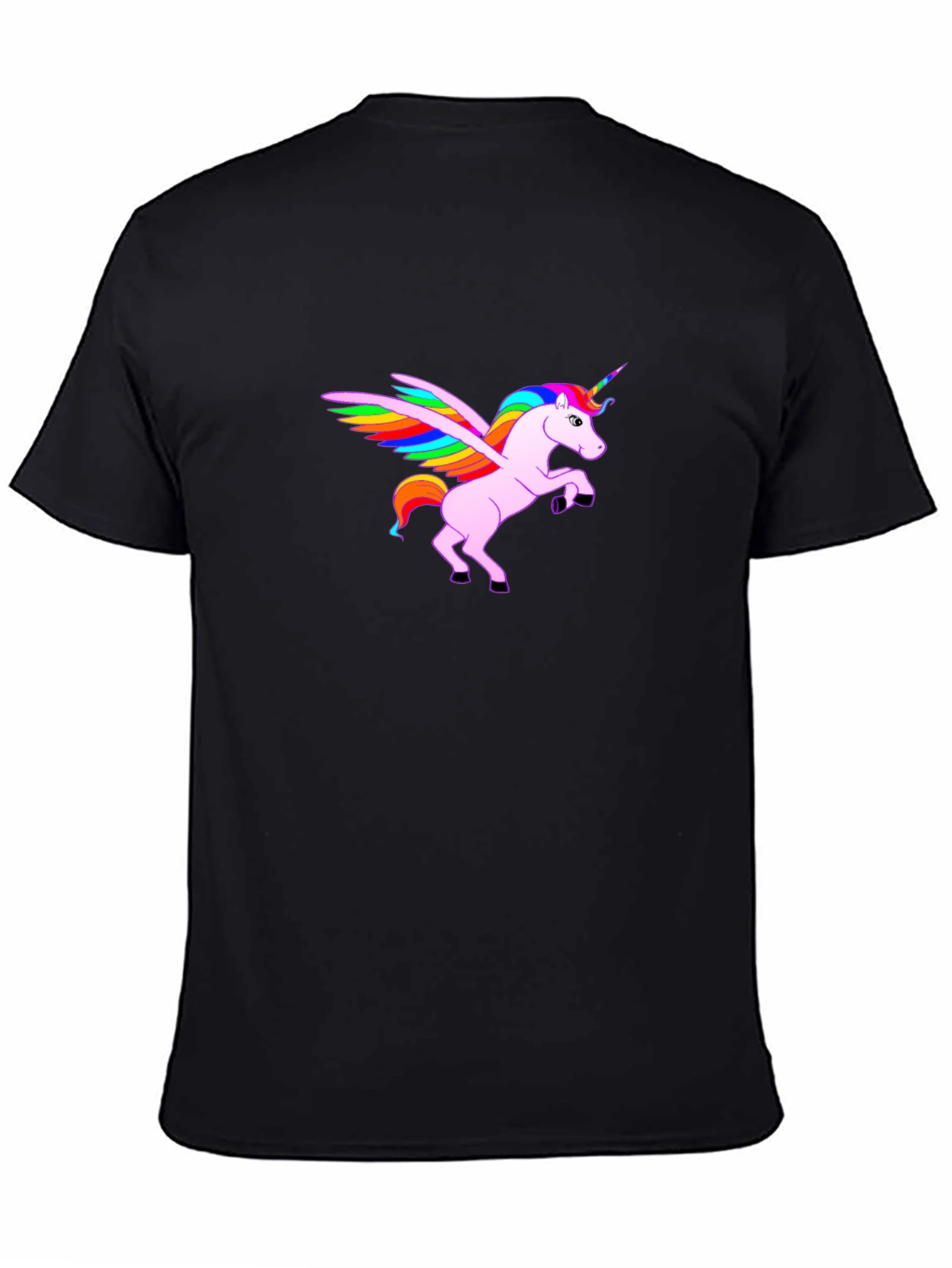 Rainbow Winged Unicorn Black T-Shirt