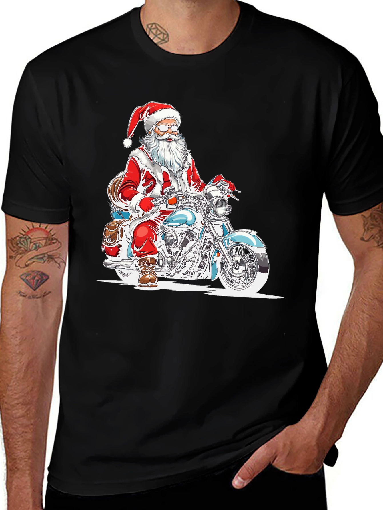 Santa Claus Motorcycle T-Shirt - Ride into Christmas!