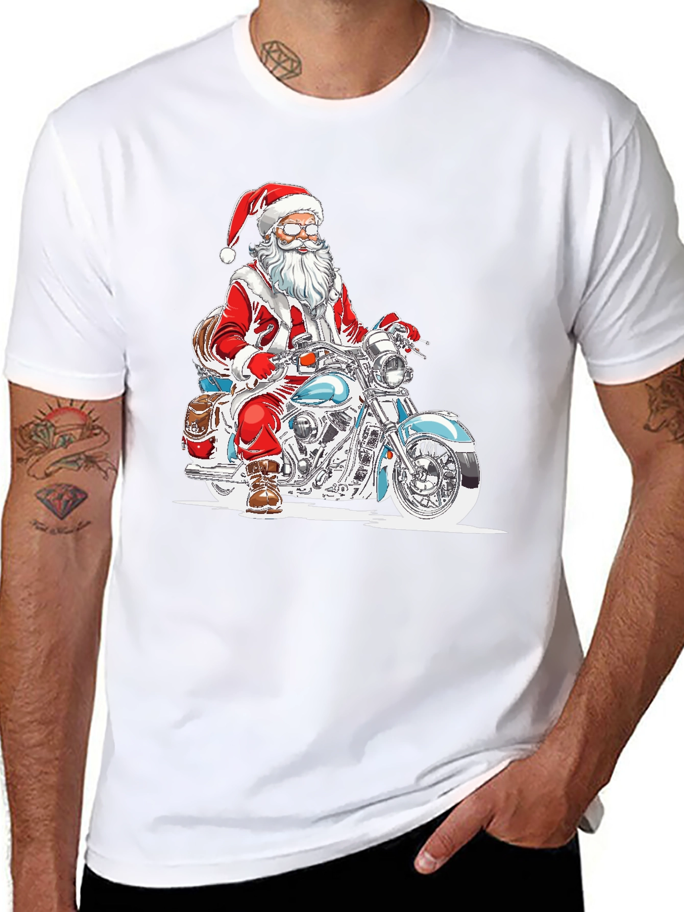 Santa Claus Motorcycle T-Shirt - Ride into Christmas!