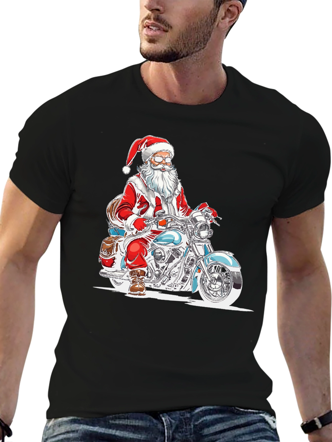 Santa Claus Motorcycle T-Shirt - Ride into Christmas!