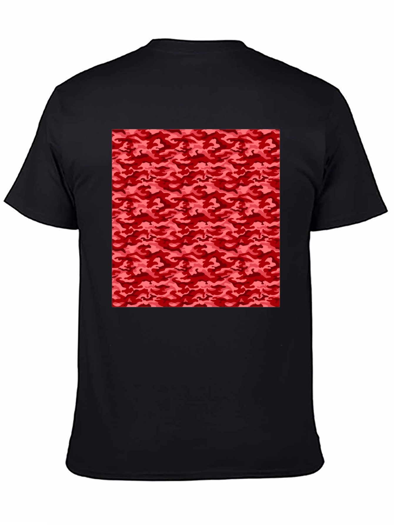 Red Camo Pattern Black T-Shirt