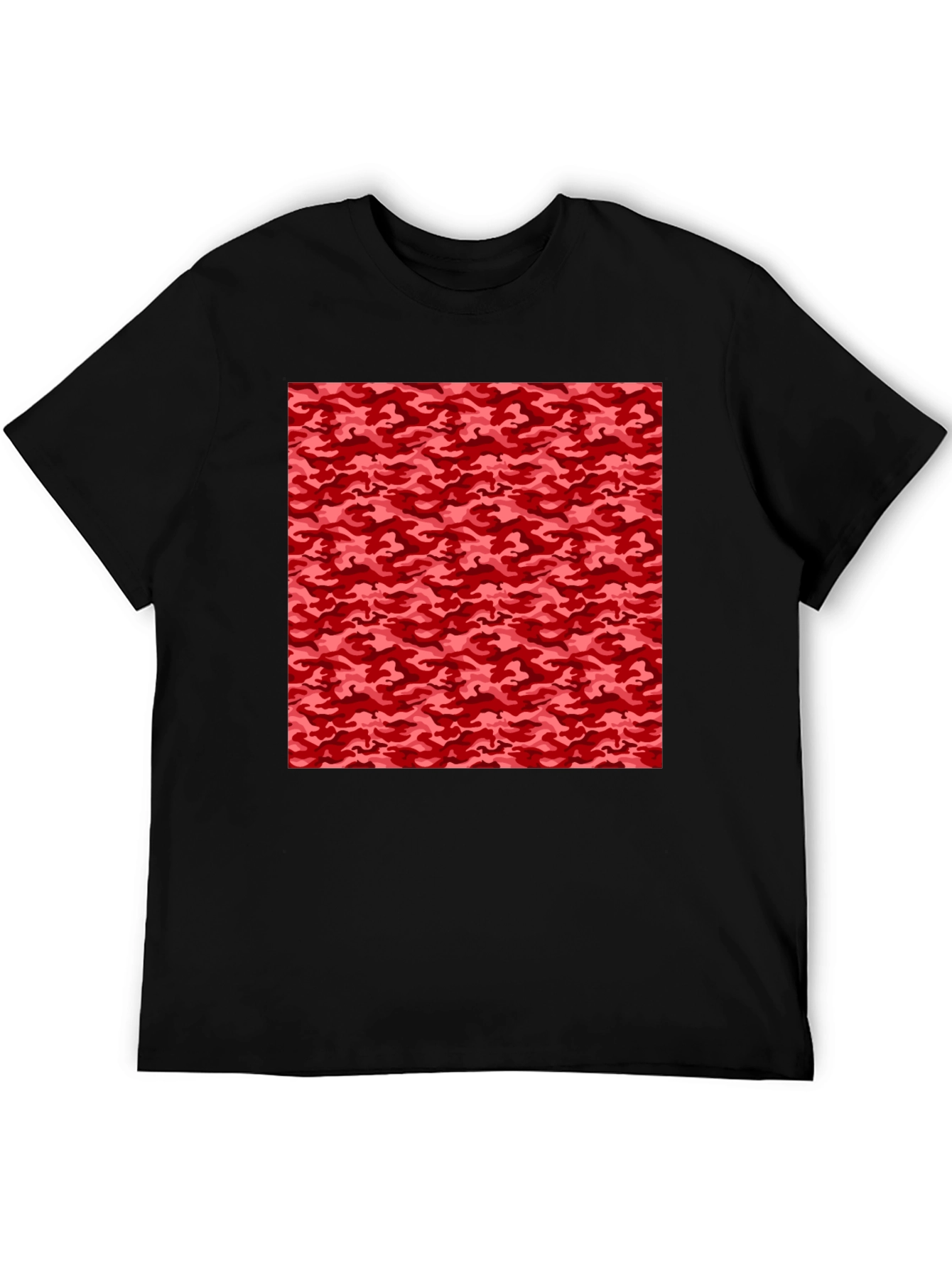 Red Camo Pattern Black T-Shirt