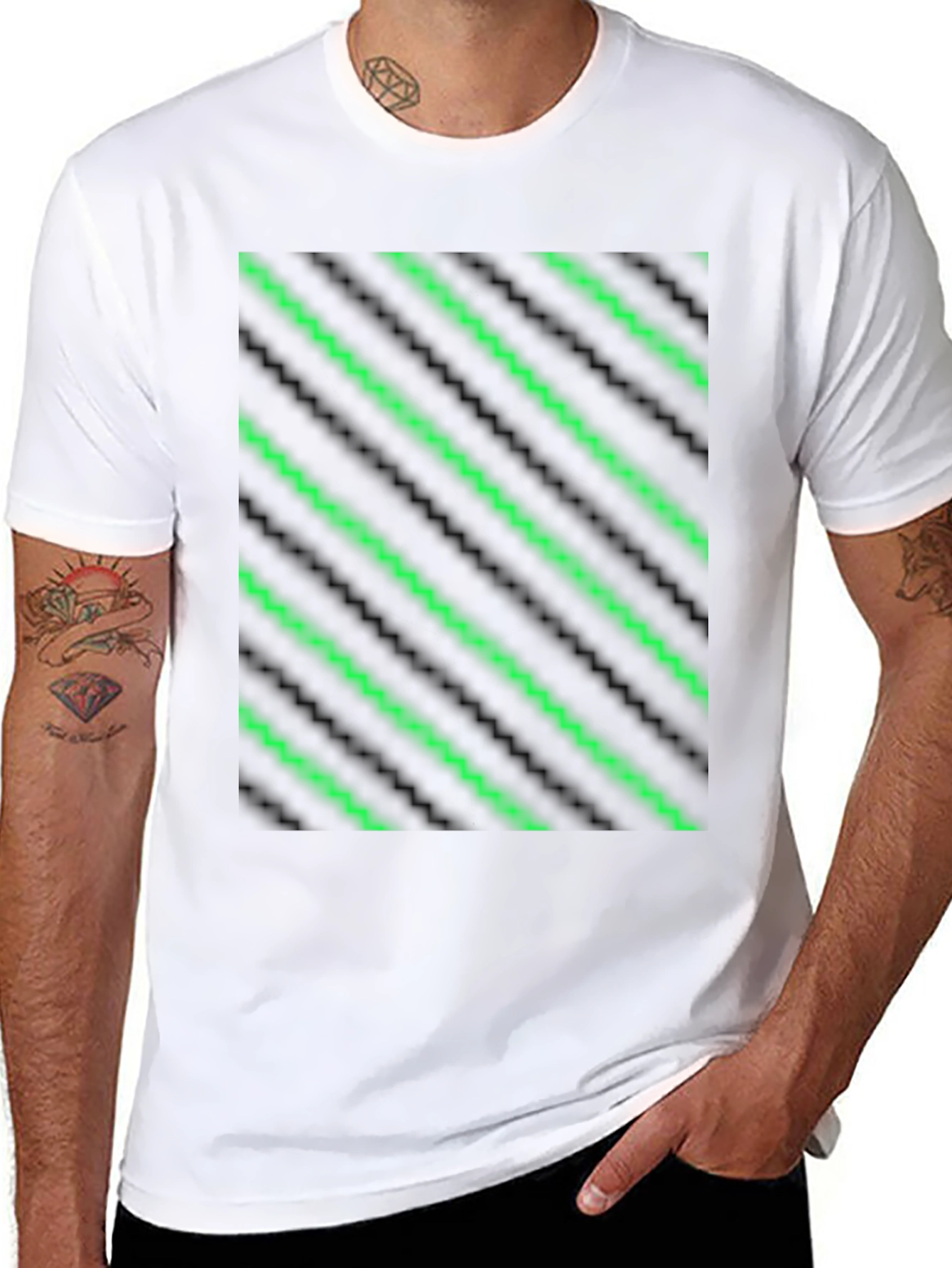 Modern Green Neon Stripe Tee