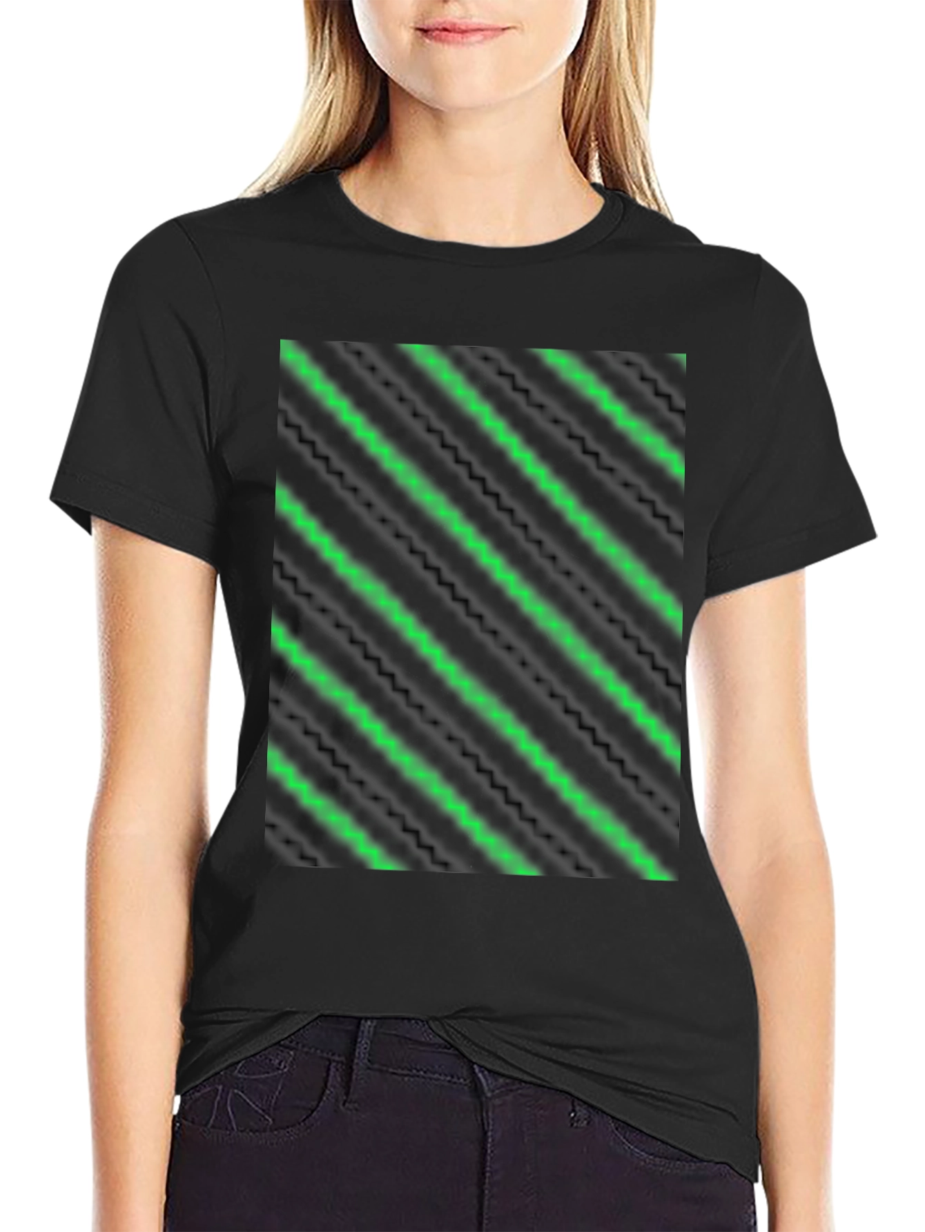 Modern Green Neon Stripe Tee