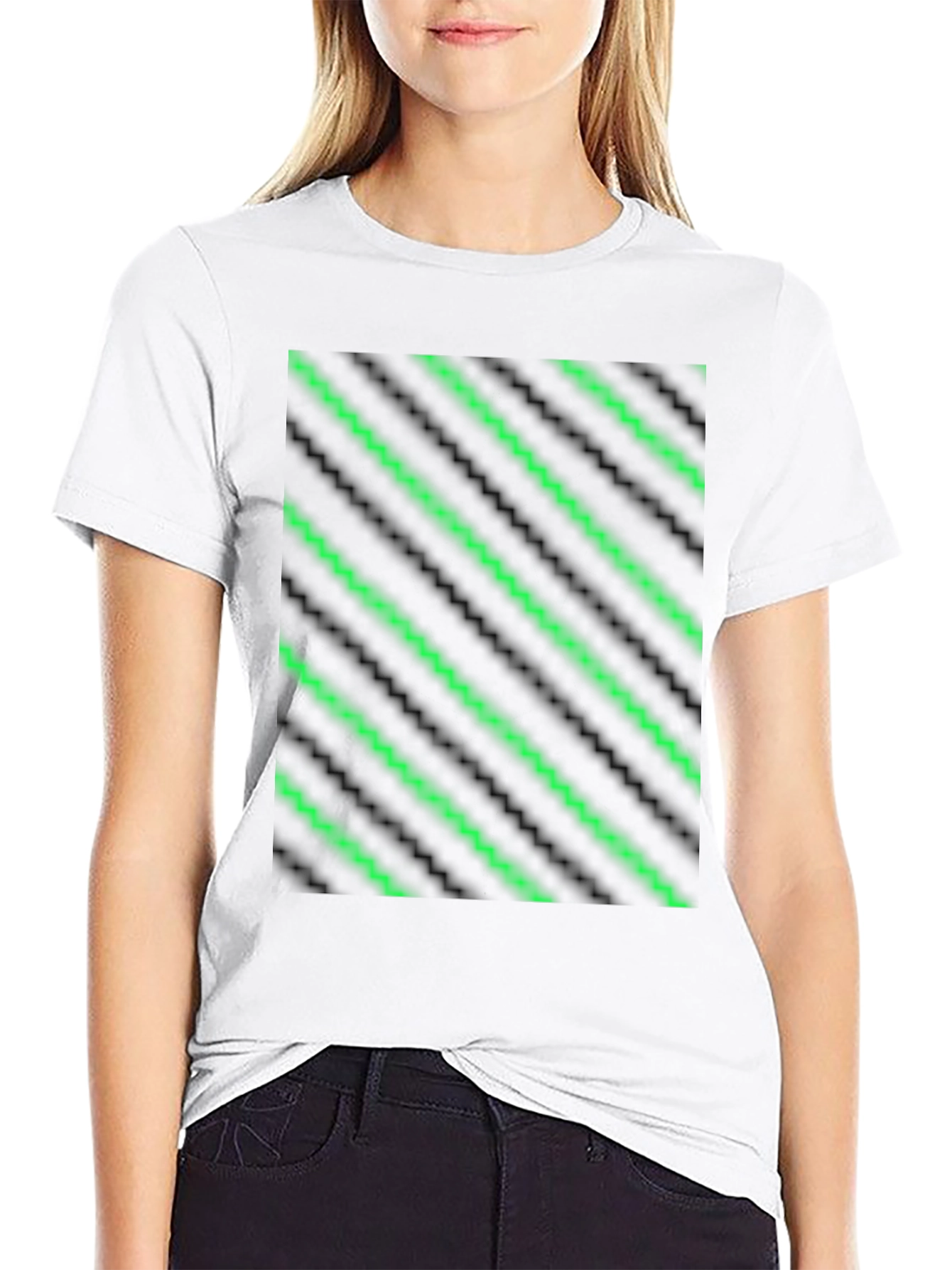 Modern Green Neon Stripe Tee