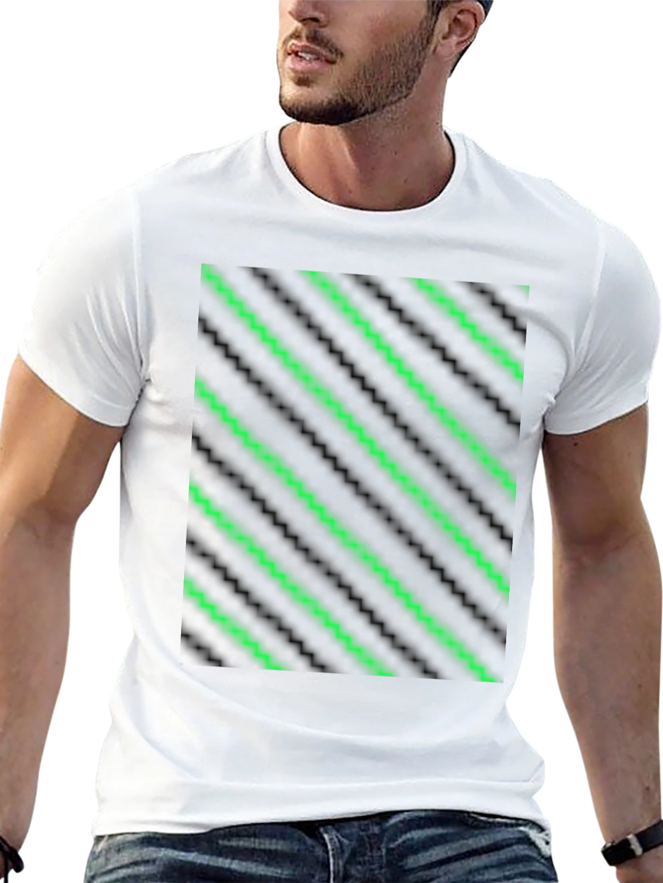 Modern Green Neon Stripe Tee